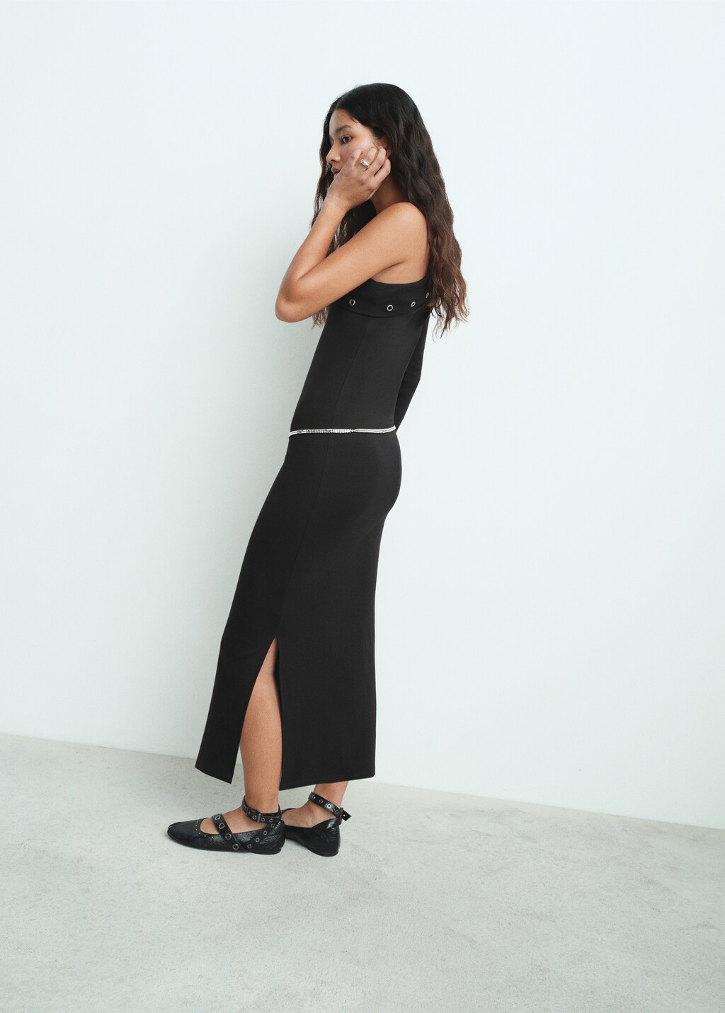 Asymmetrical studded dress