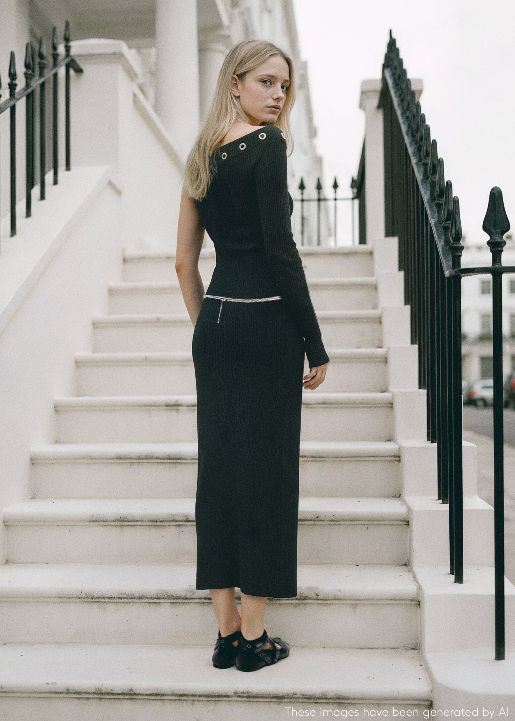 Asymmetrical studded dress - Reverse of the article, Black. Ref: 17078269-00.