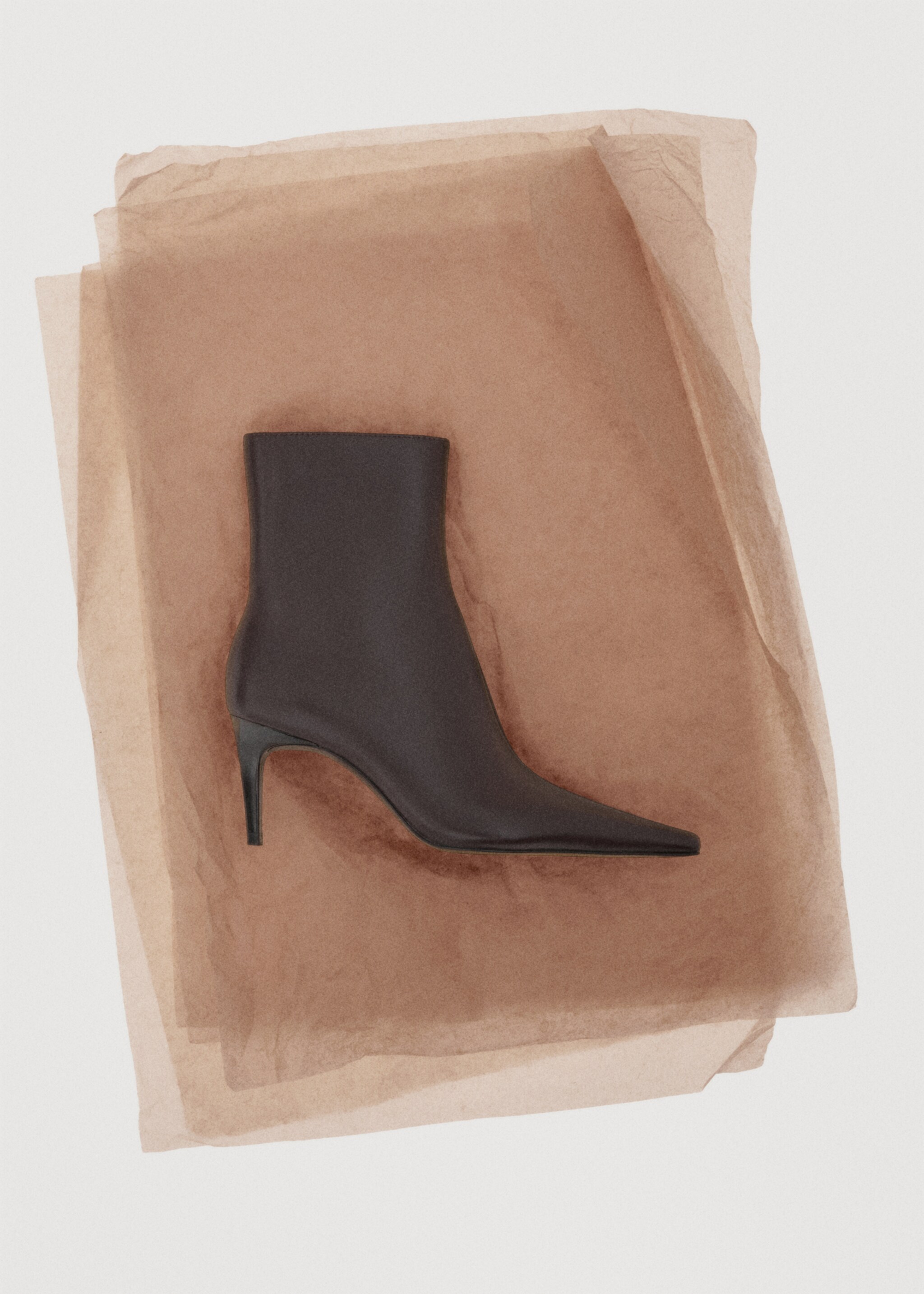 Leather pointed ankle boots - Details of the article 7, Chocolate. Ref: 17078270-00.