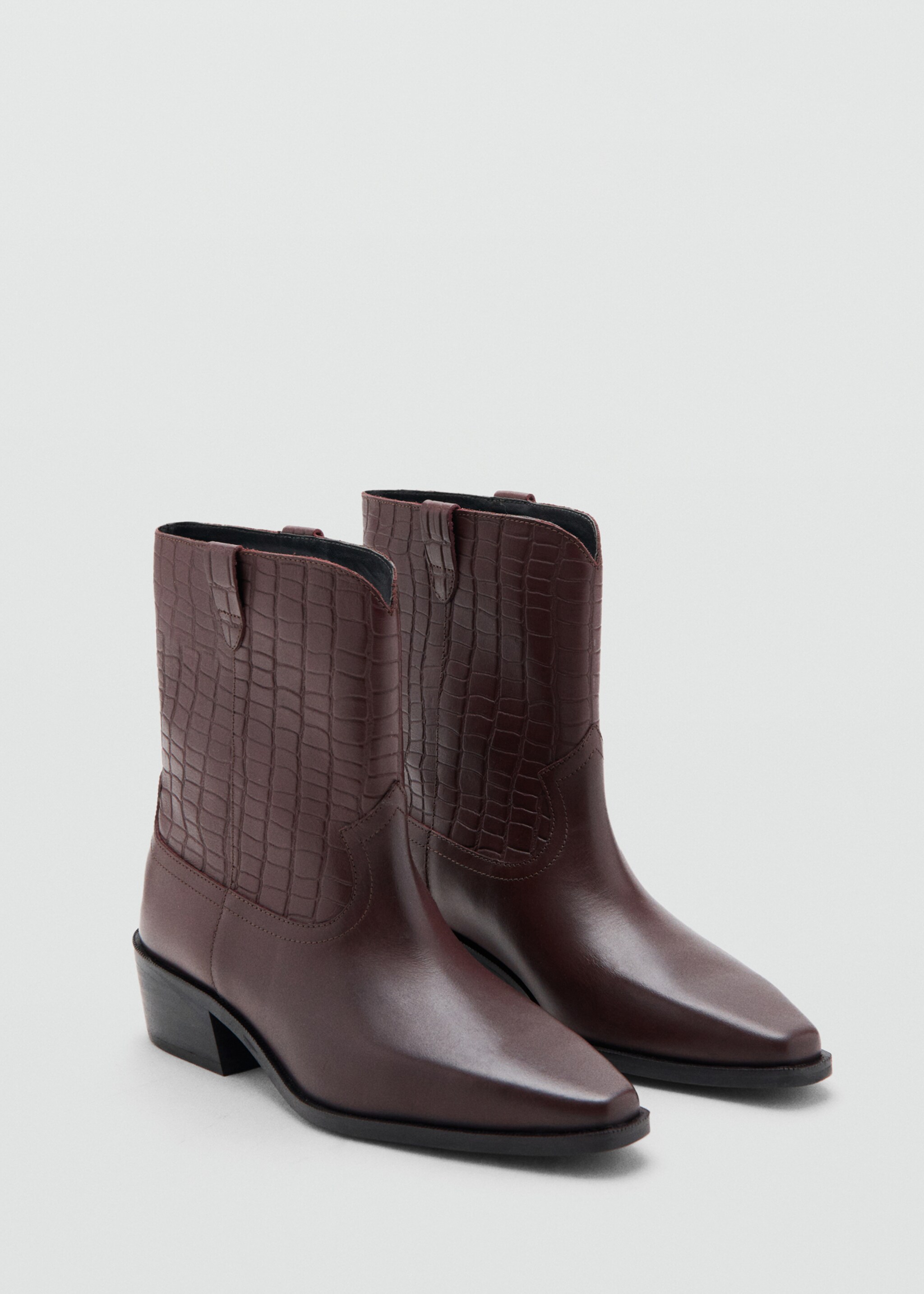 Ankle boots croco - Medium plane, Burgundy. Ref: 17078271-00.