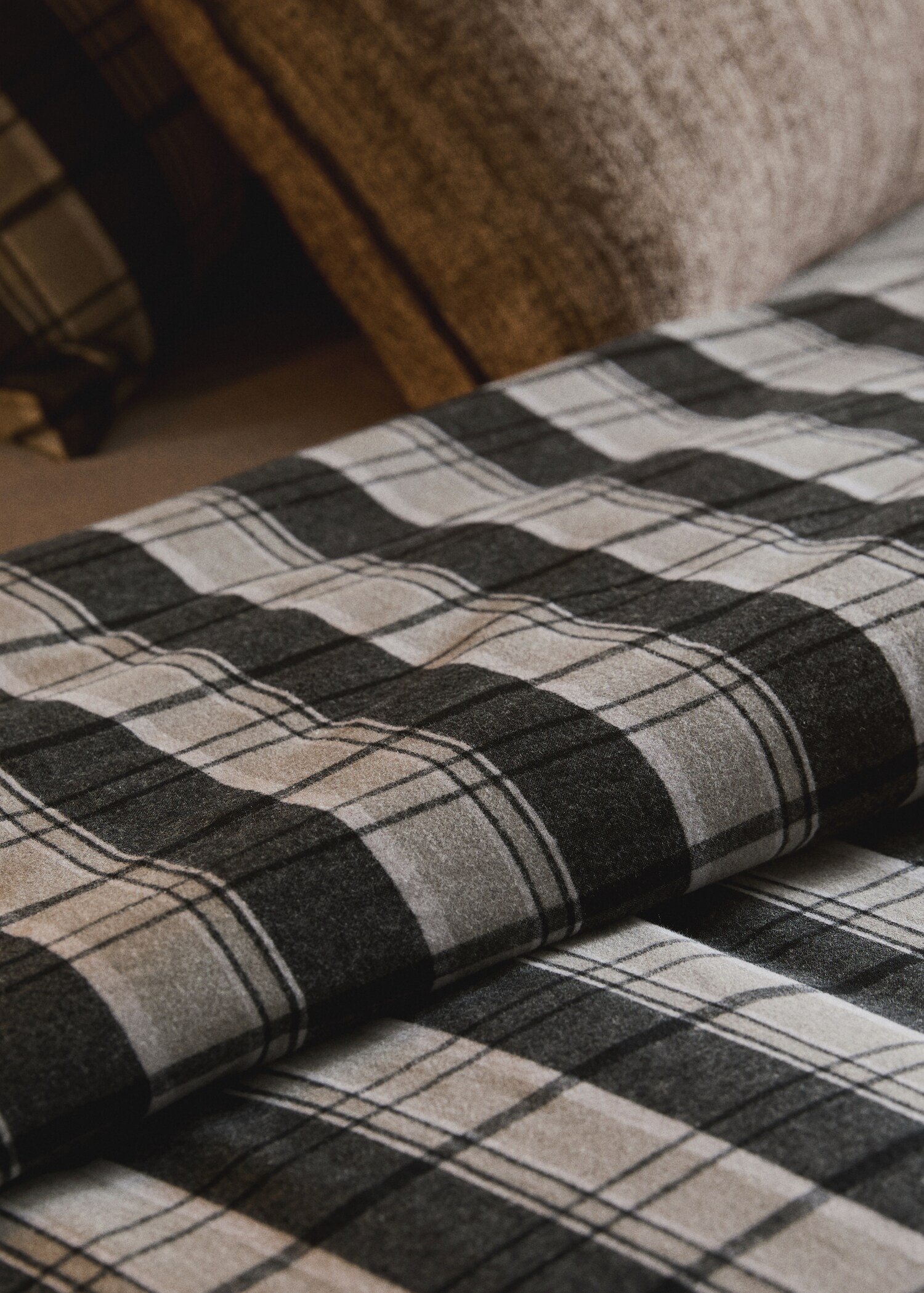 Flannel cotton melange-yarn duvet cover with check pattern for 90 cm bed - Details of the article 7