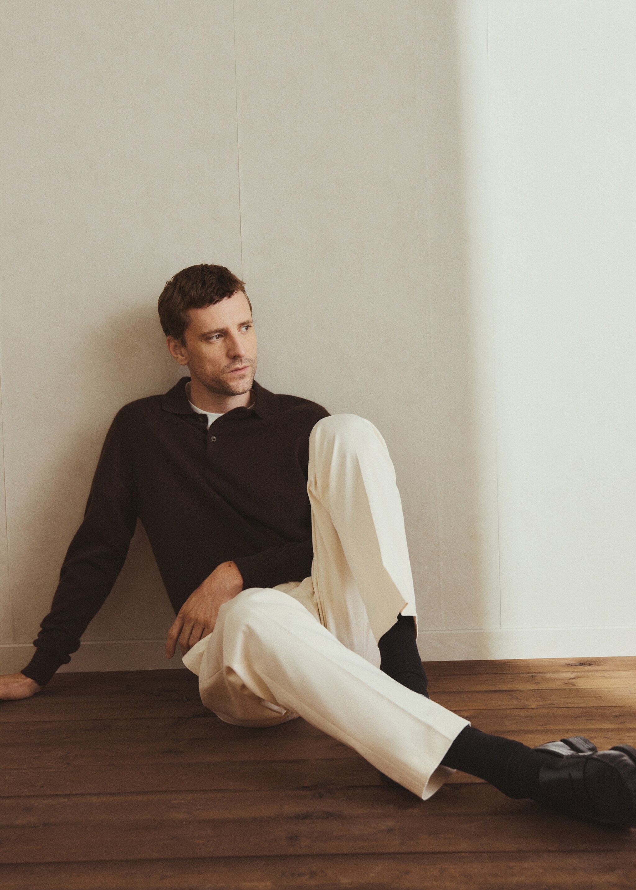 100% cashmere polo sweater - Details of the article 3, Chocolate. Ref: 17078276-00.
