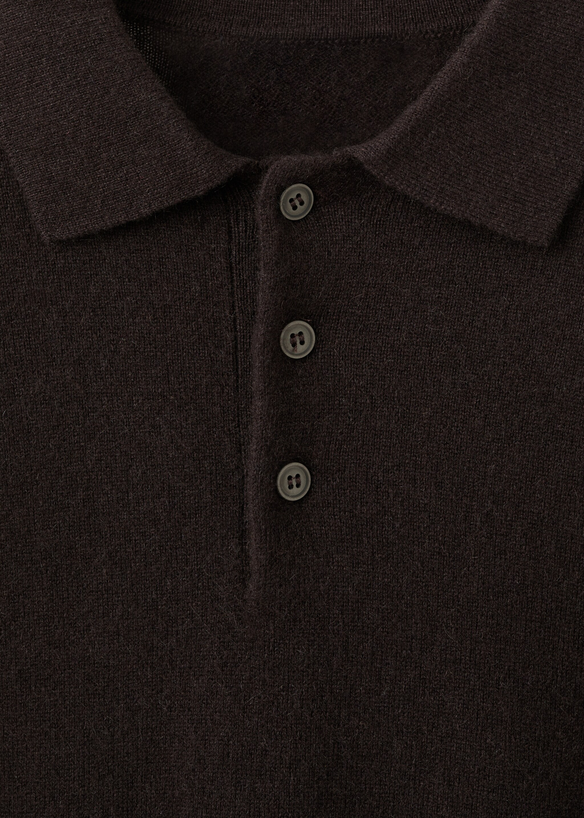 Camisola com estilo de polo de 100% caxemira - Pormenor do artigo 8, Chocolate. Ref: 17078276-00.