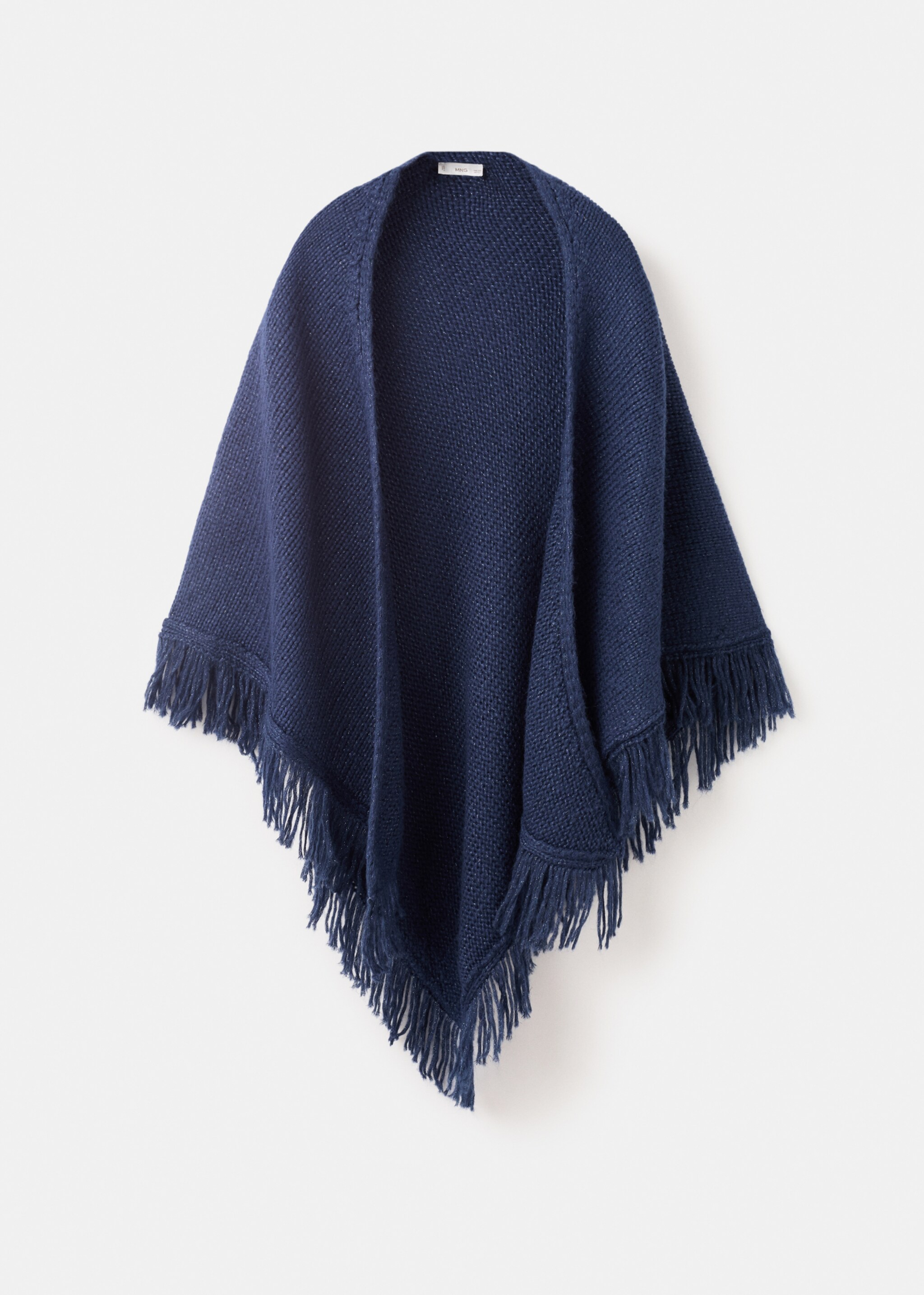 Poncho en maille à franges - Article sans modèle, Bleu marine. Ref: 17078277-00.