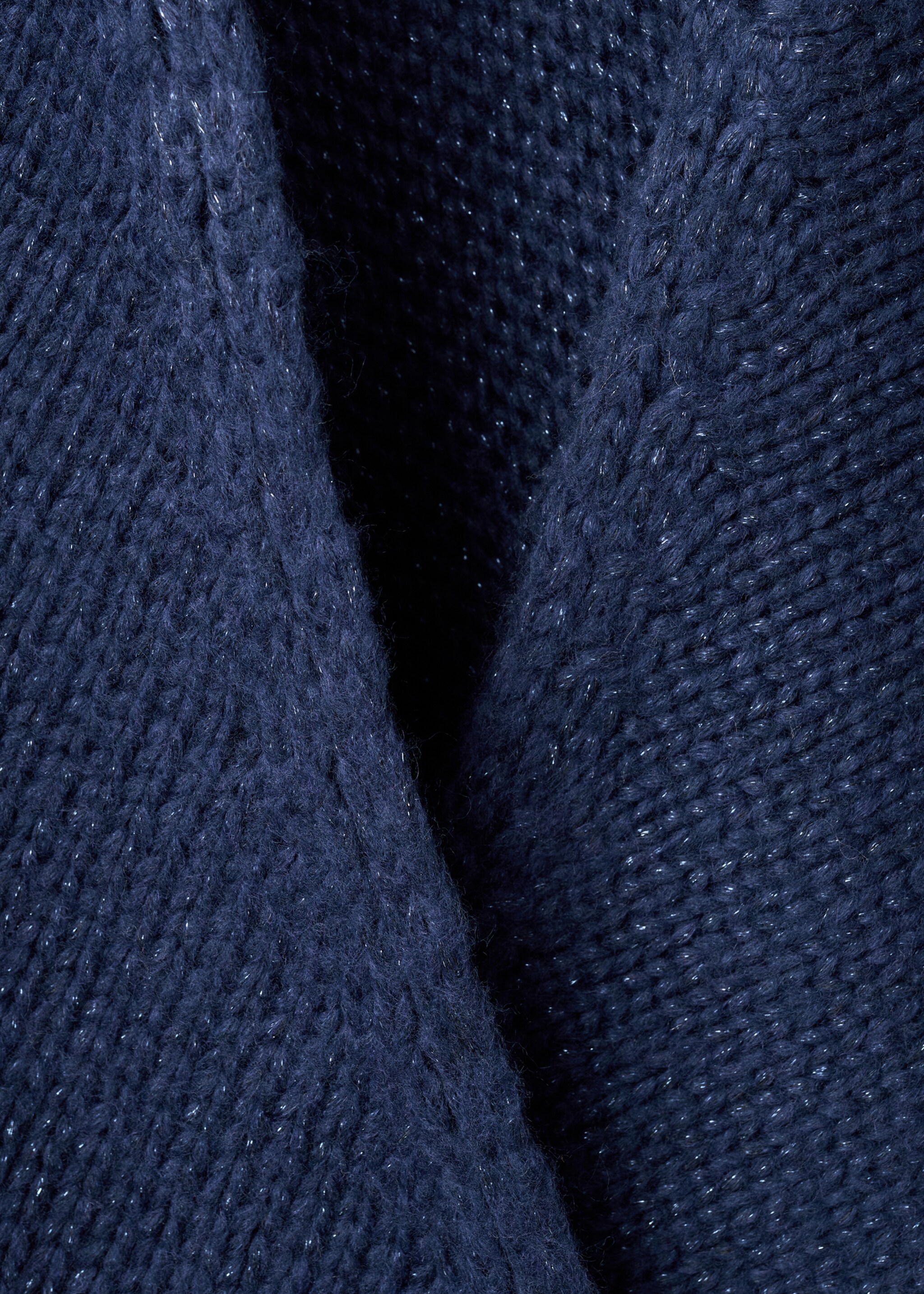 Poncho en maille à franges - Détail de l'article 0, Bleu marine. Ref: 17078277-00.