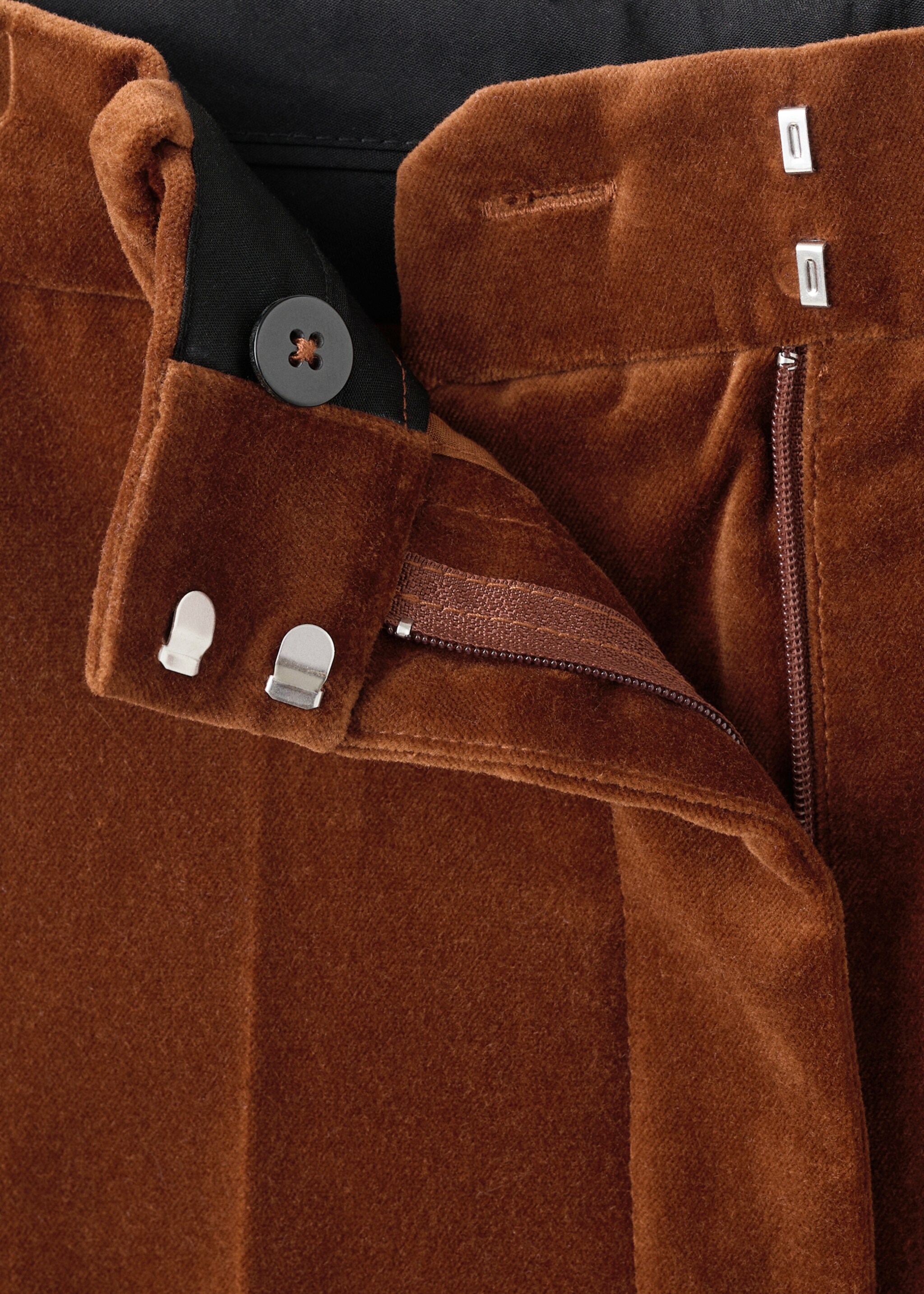 Velvet suit trousers - Details of the article 8, Burnt Orange. Ref: 17078285-00.