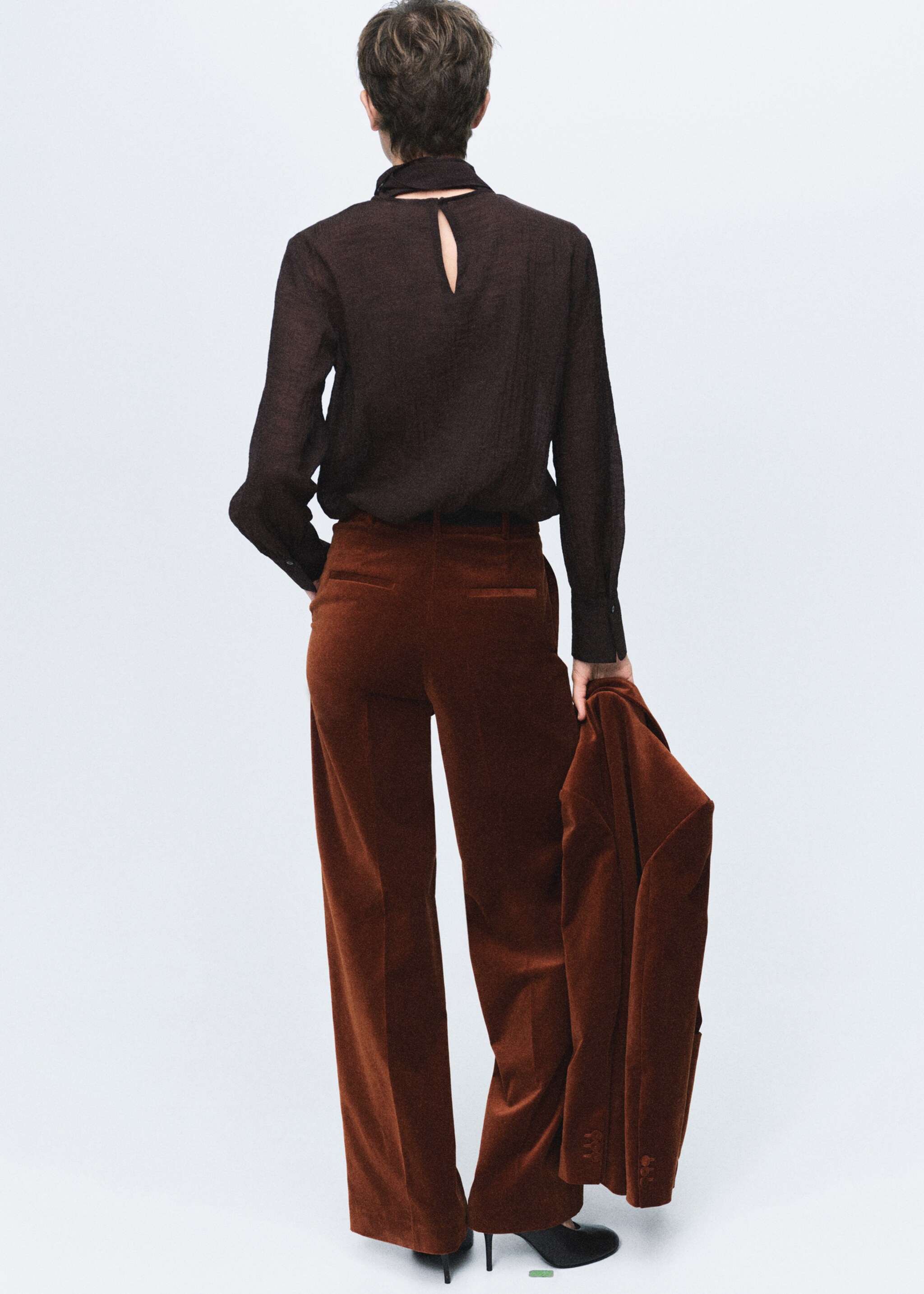 Velvet suit trousers - Reverse of the article, Burnt Orange. Ref: 17078285-00.