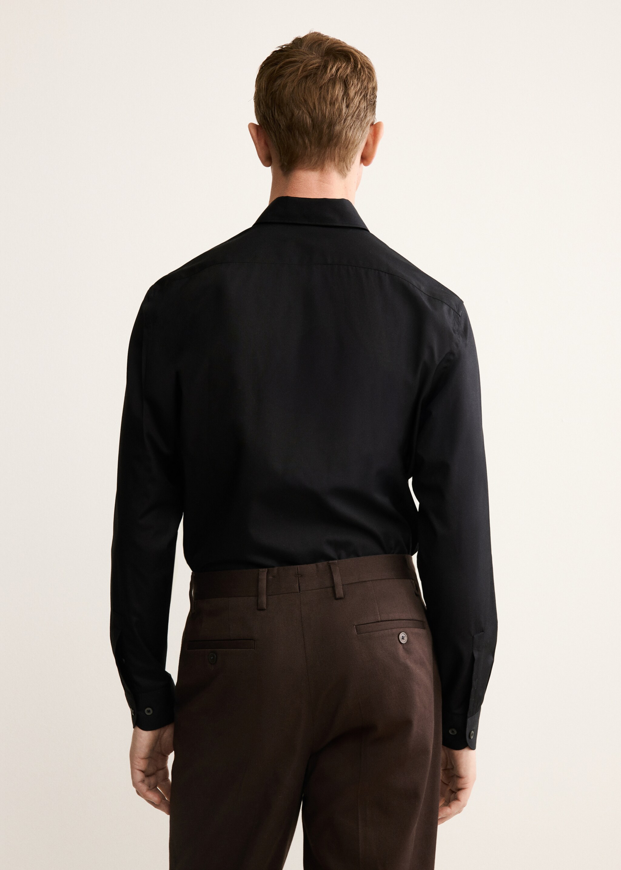 Regular-fit 100% cotton shirt - Reverse of the article, Black. Ref: 17078288-00.