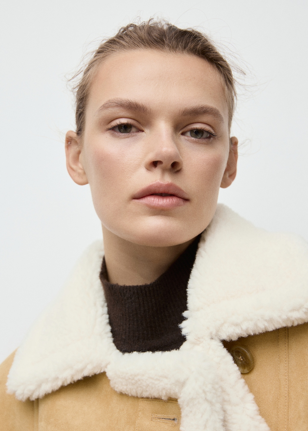 Faux-suede jacket with shearling collar