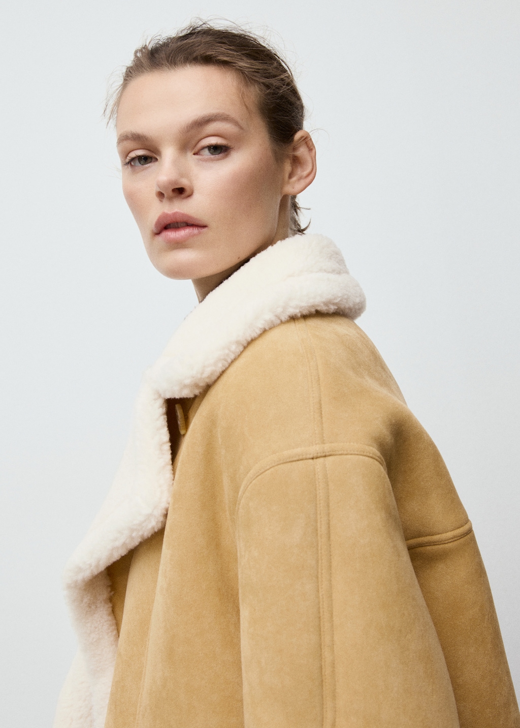 Faux-suede jacket with shearling collar