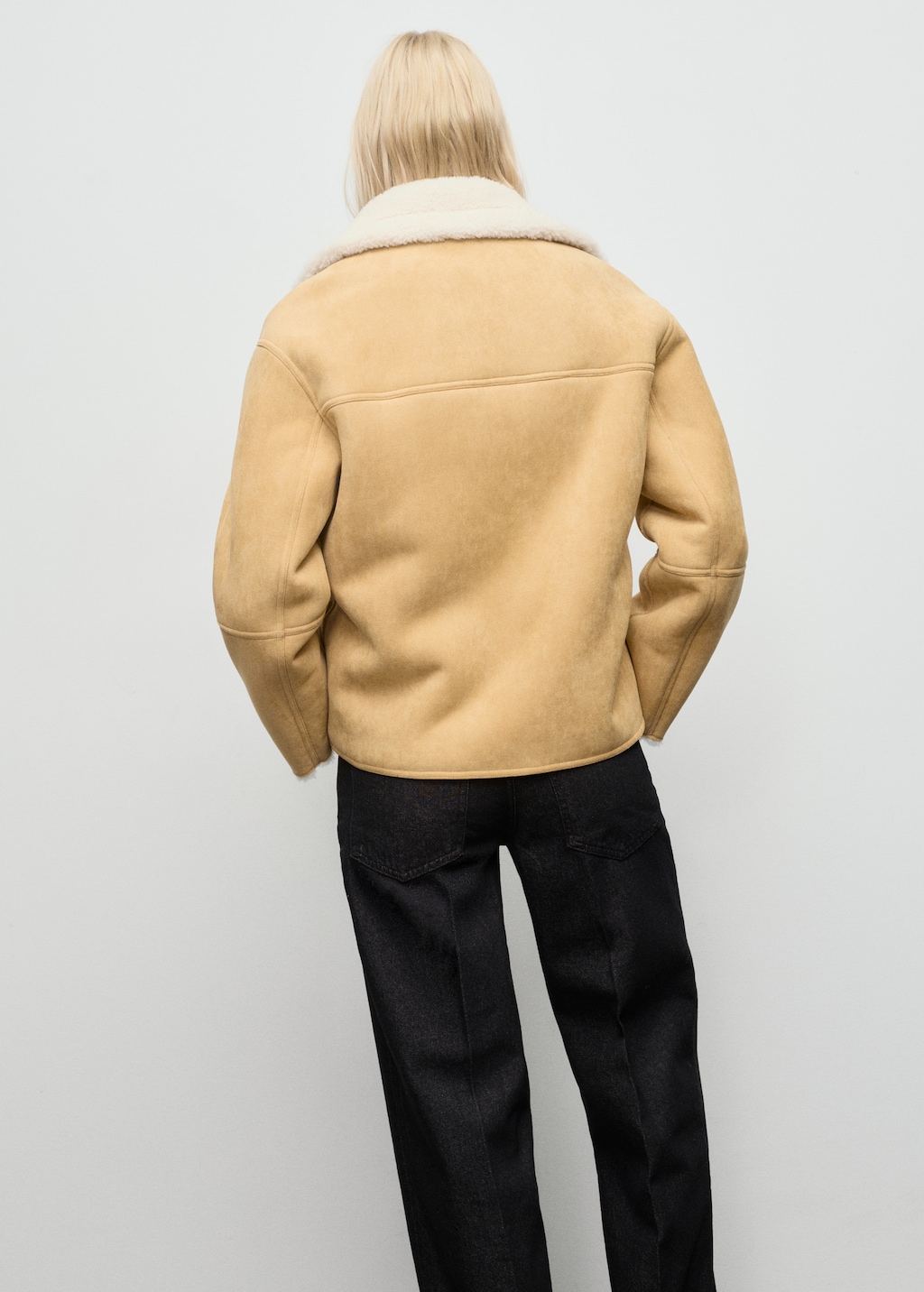 Faux-suede jacket with shearling collar