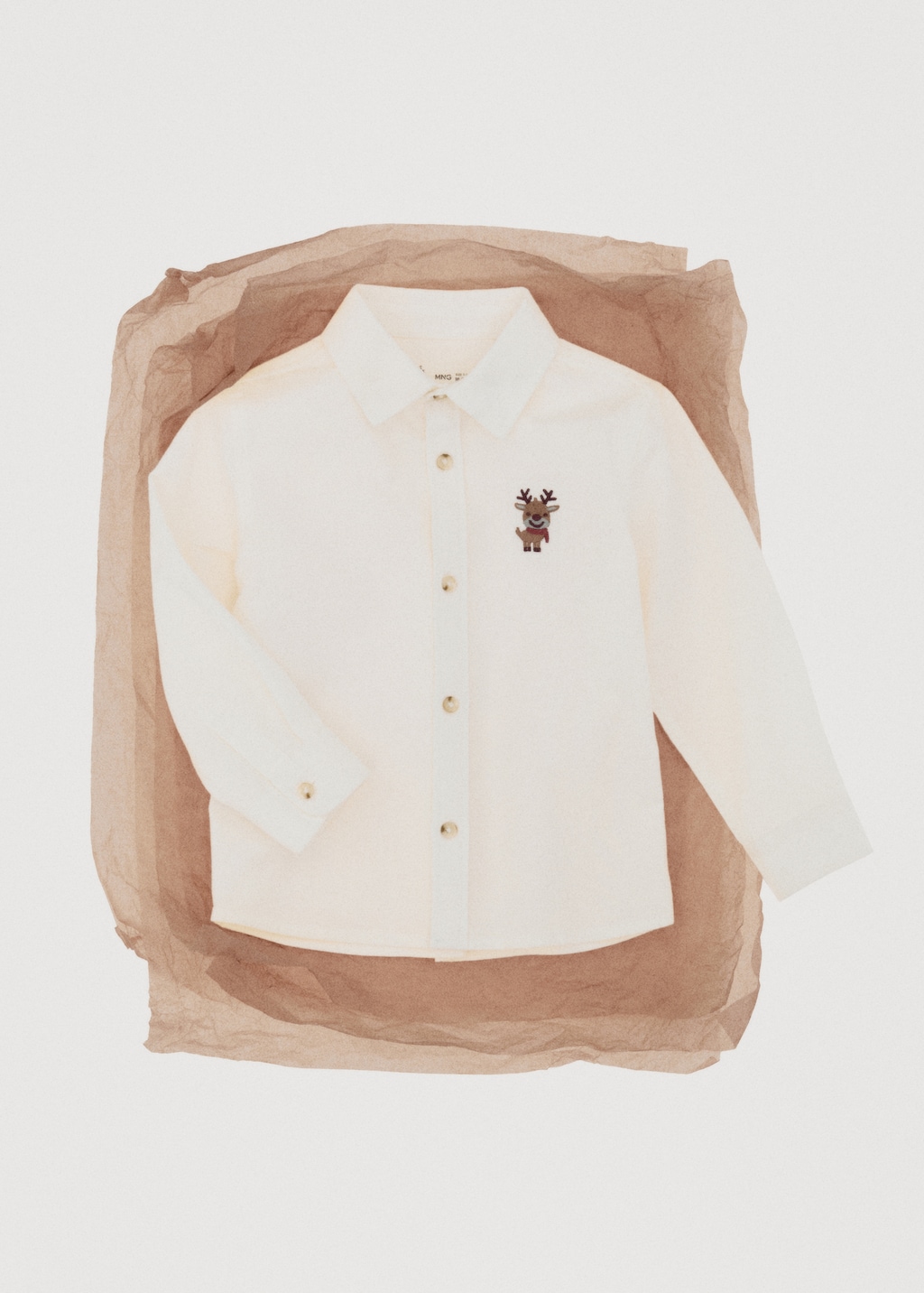 Shirt with reindeer embroidery