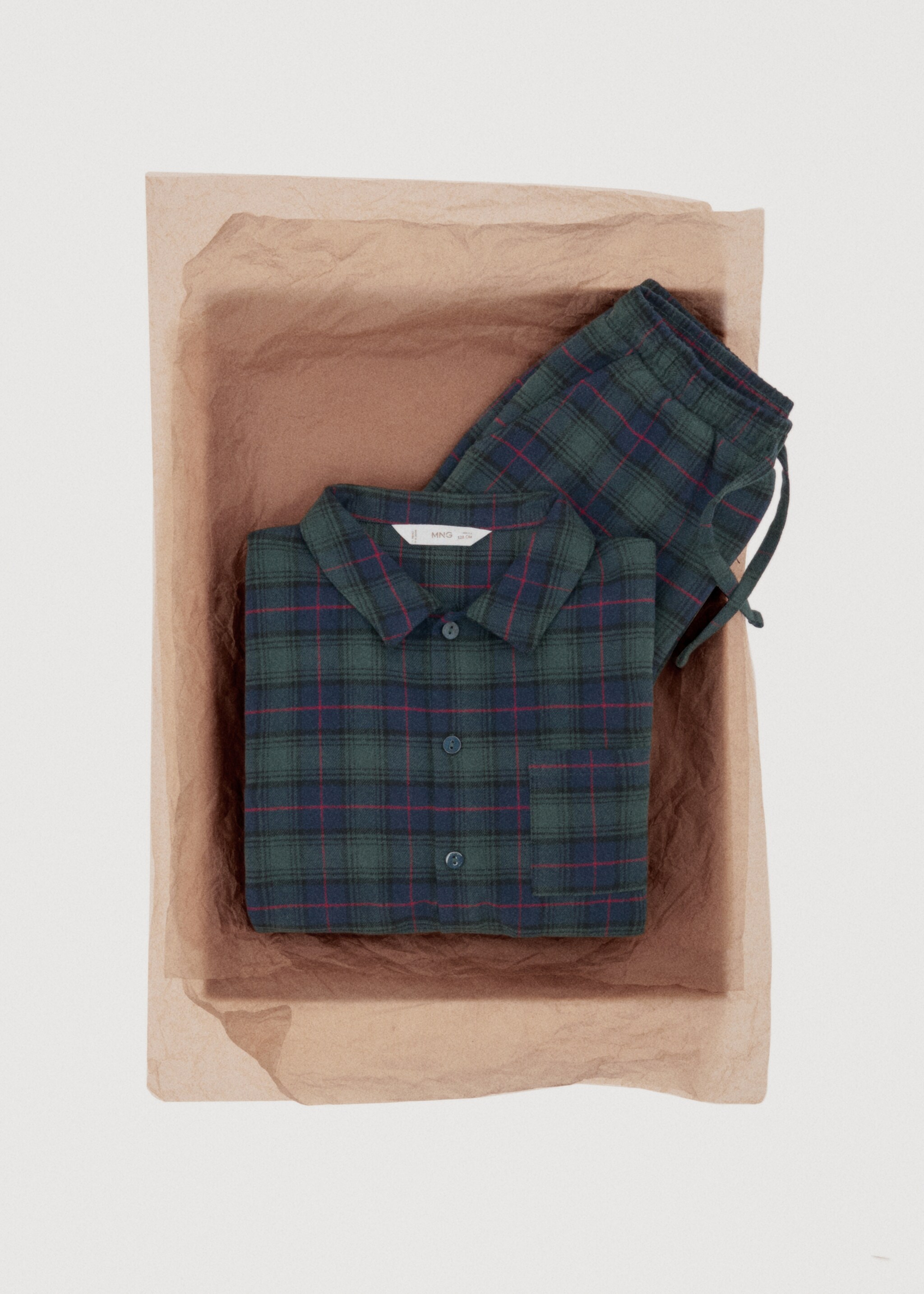 Set of long check pyjamas - Details of the article 7, Forest Green. Ref: 17078638-00.