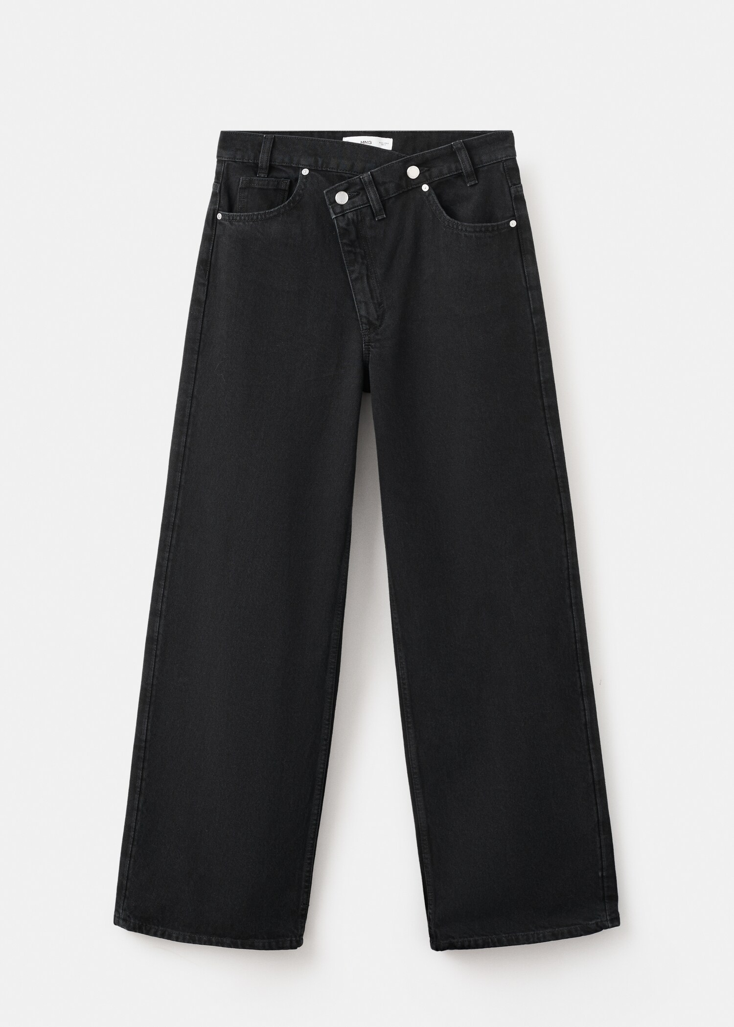 Wide leg jeans with a crossover waistband and mid-rise - Article without model