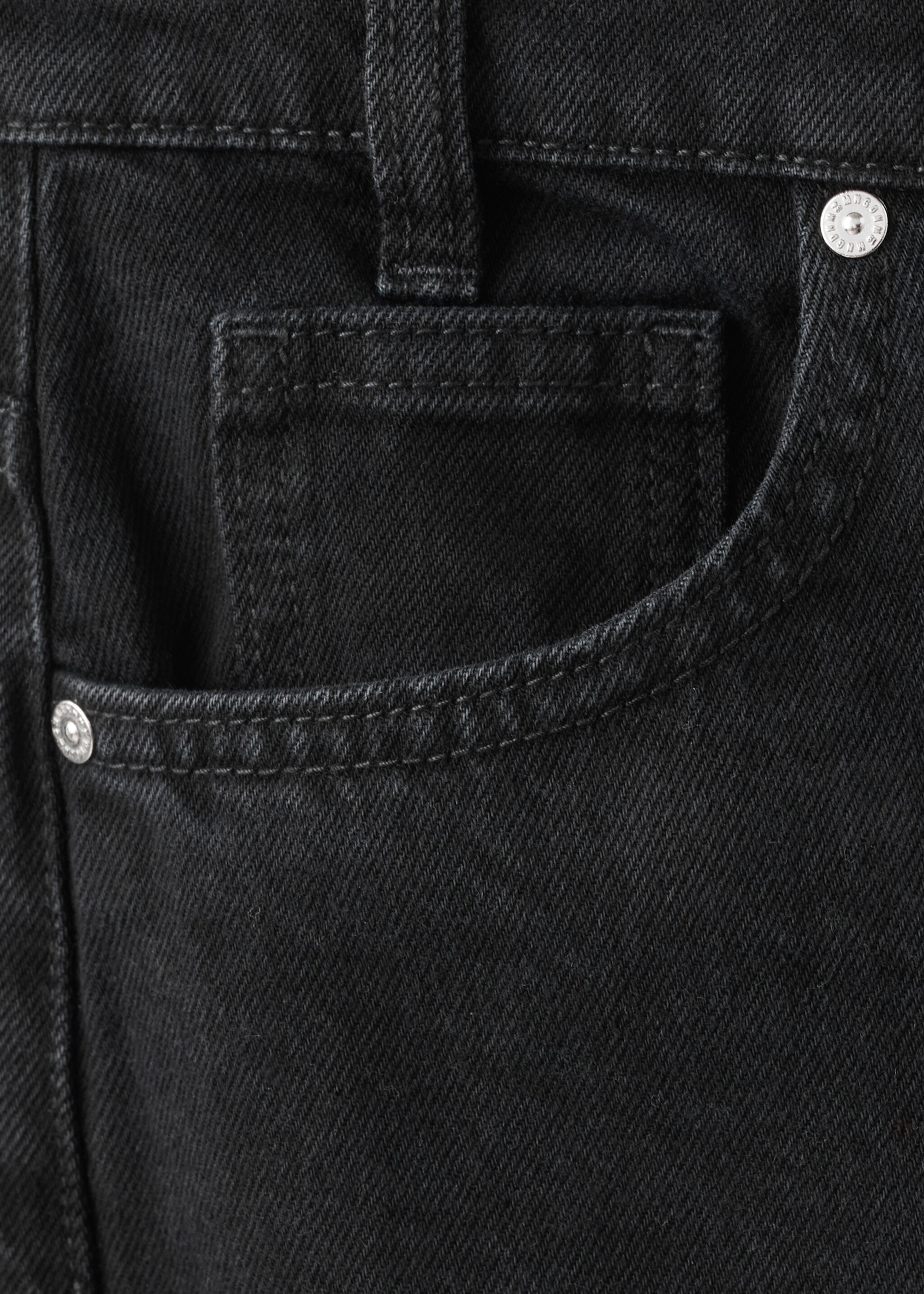 Wide leg jeans with a crossover waistband and mid-rise - Details of the article 0, Black denim. Ref: 17078640-00.