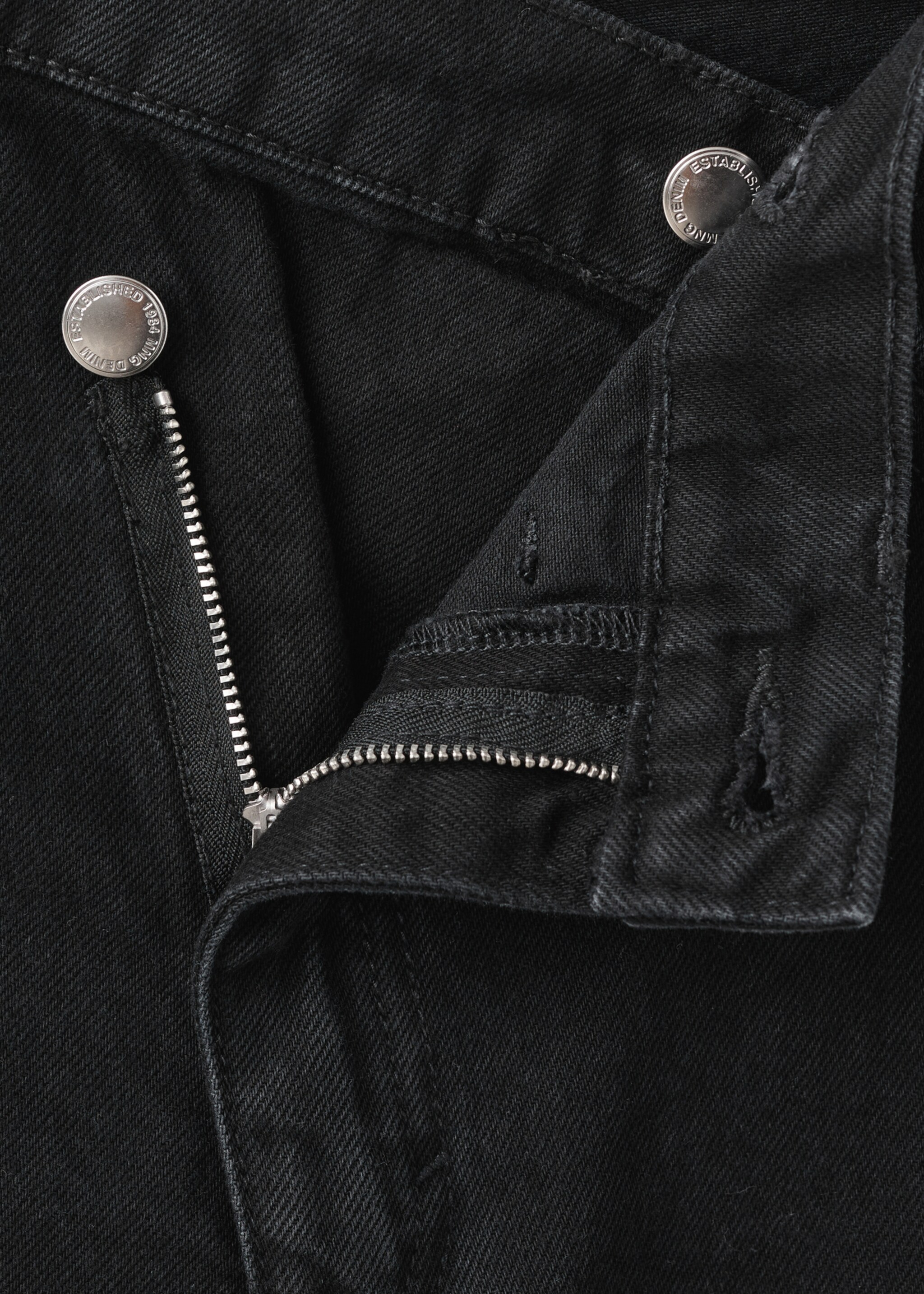 Wide leg jeans with a crossover waistband and mid-rise - Details of the article 8, Black denim. Ref: 17078640-00.