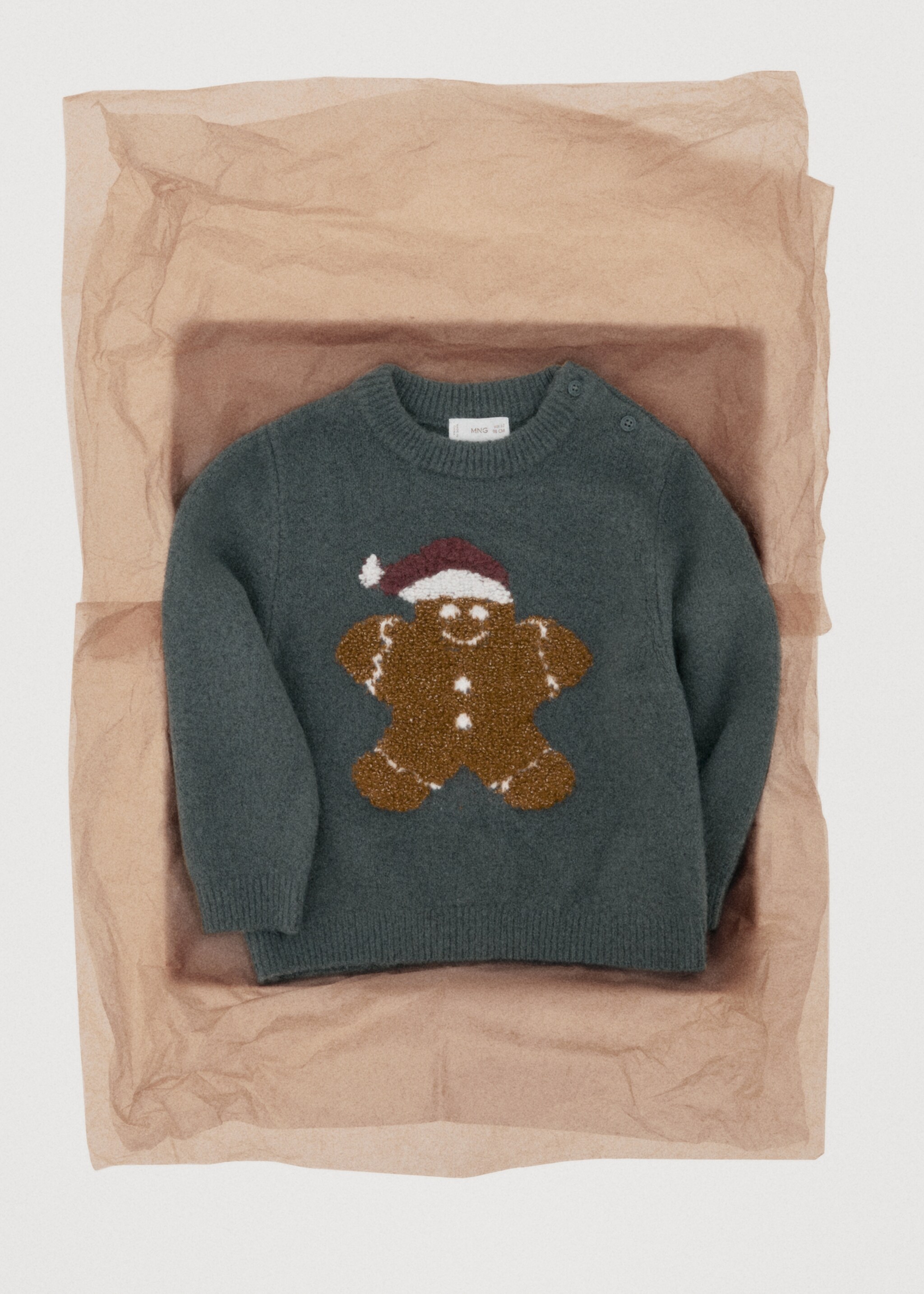 Christmas embroidered sweater - Details of the article 7, Forest Green. Ref: 17079101-00.