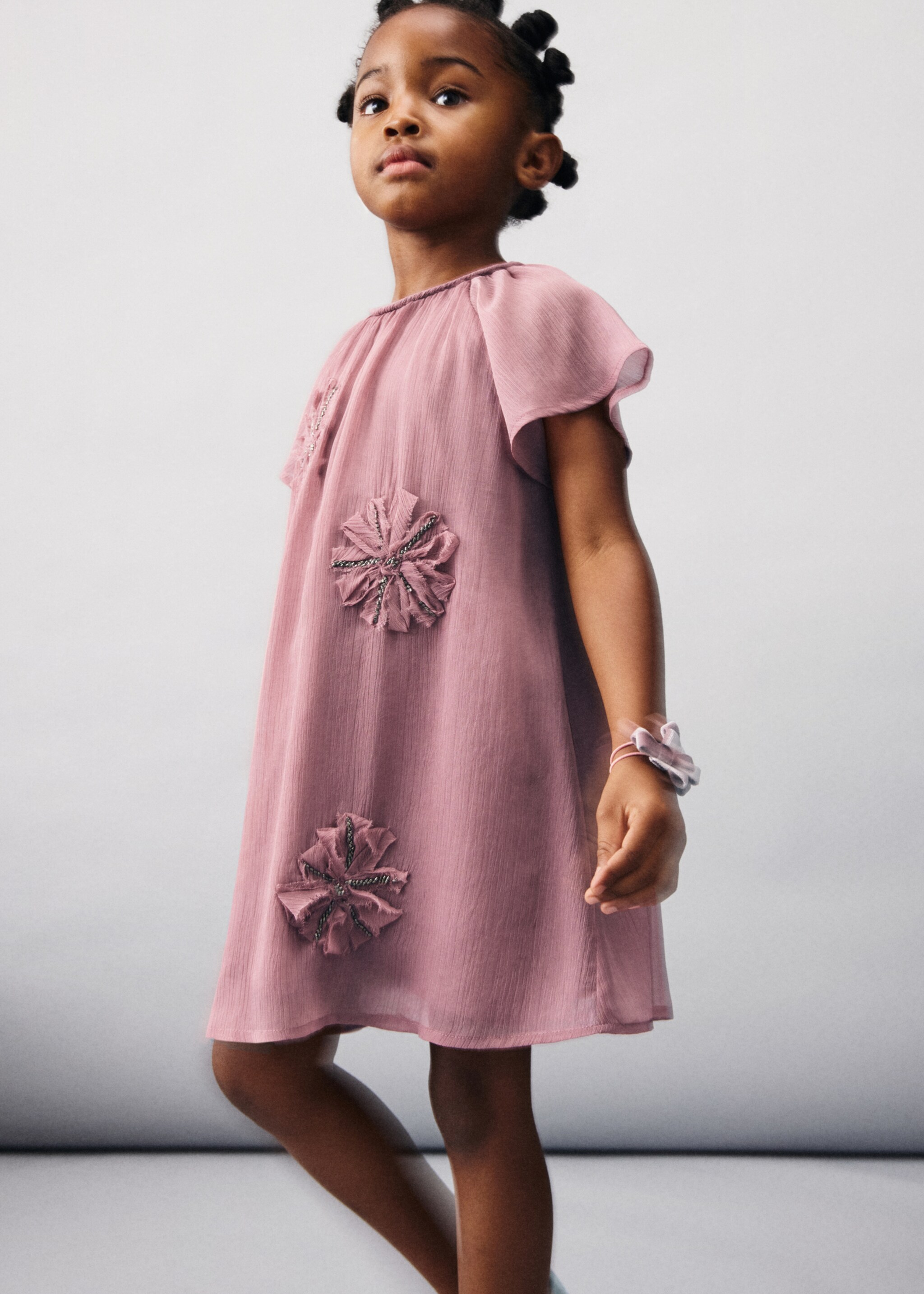 Bead embroidery dress - Medium plane, Pink. Ref: 17079102-00.