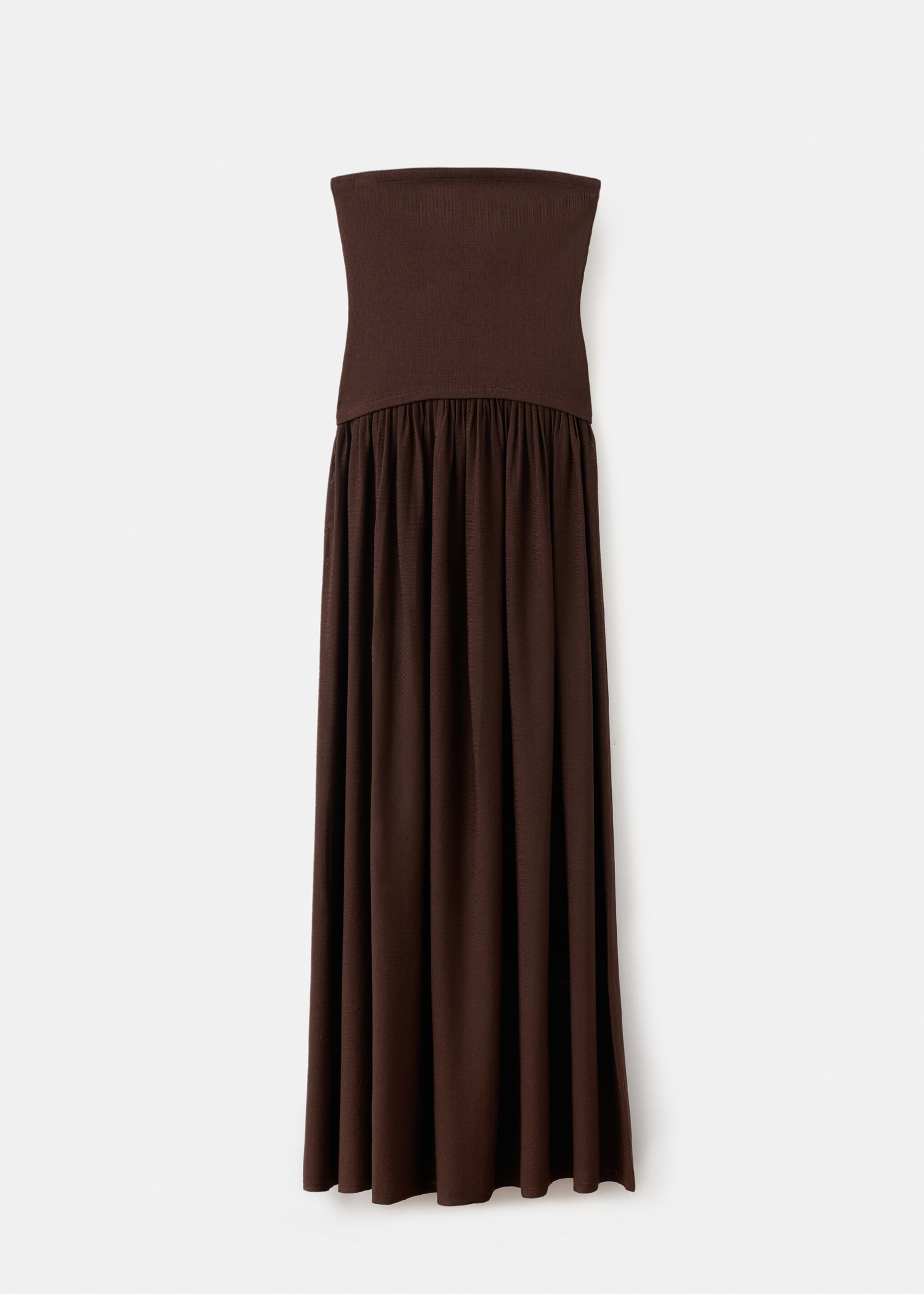 Combined strapless dress - Article without model, Chocolate. Ref: 17079103-00.