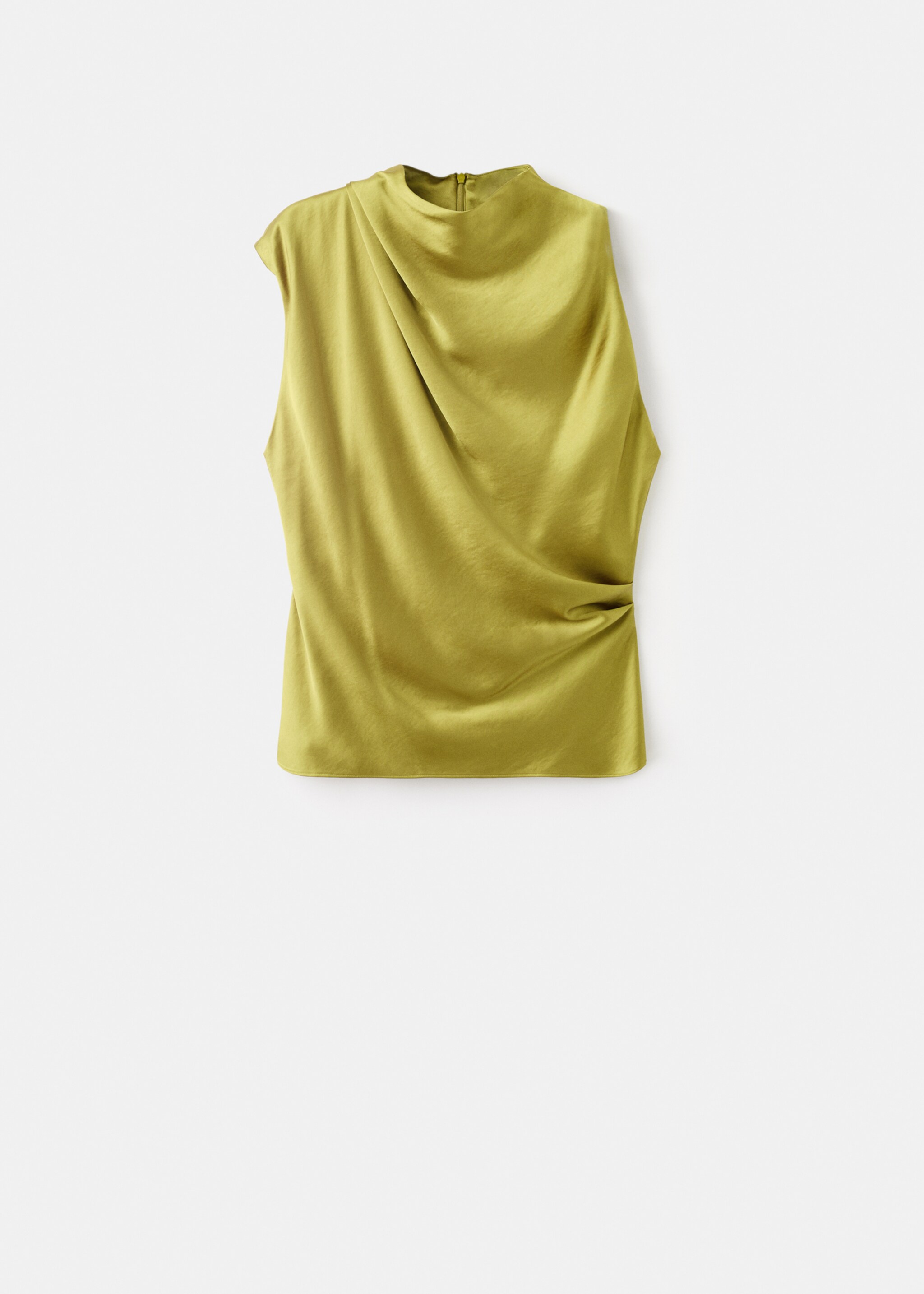 Blouse satin col bénitier - Article sans modèle, Jaune. Ref: 17079104-00.