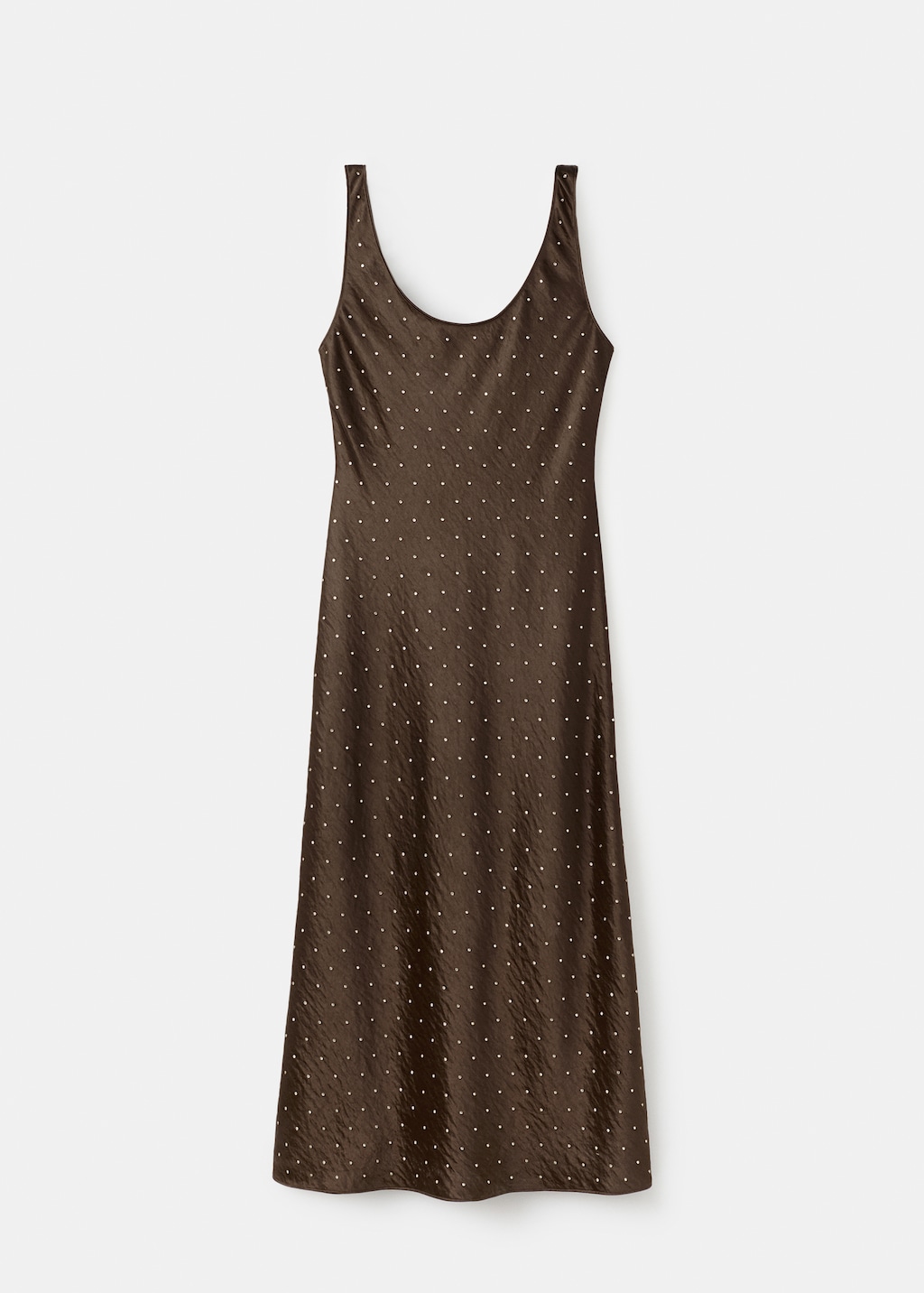 Satin crinkle-effect dress with crystals