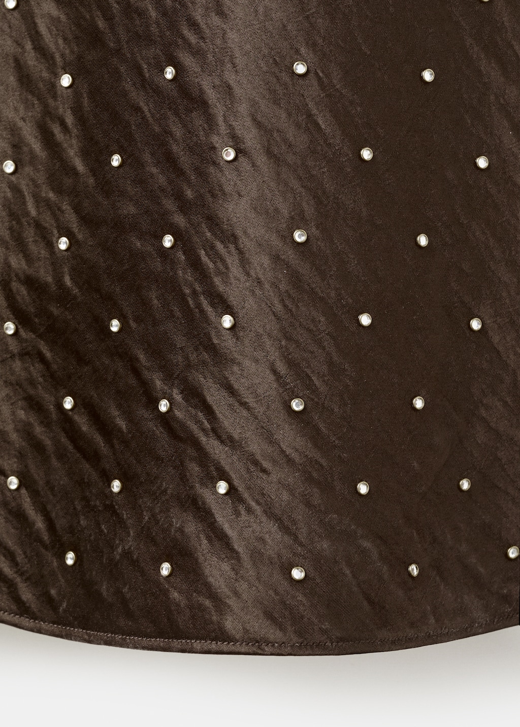 Satin crinkle-effect dress with crystals