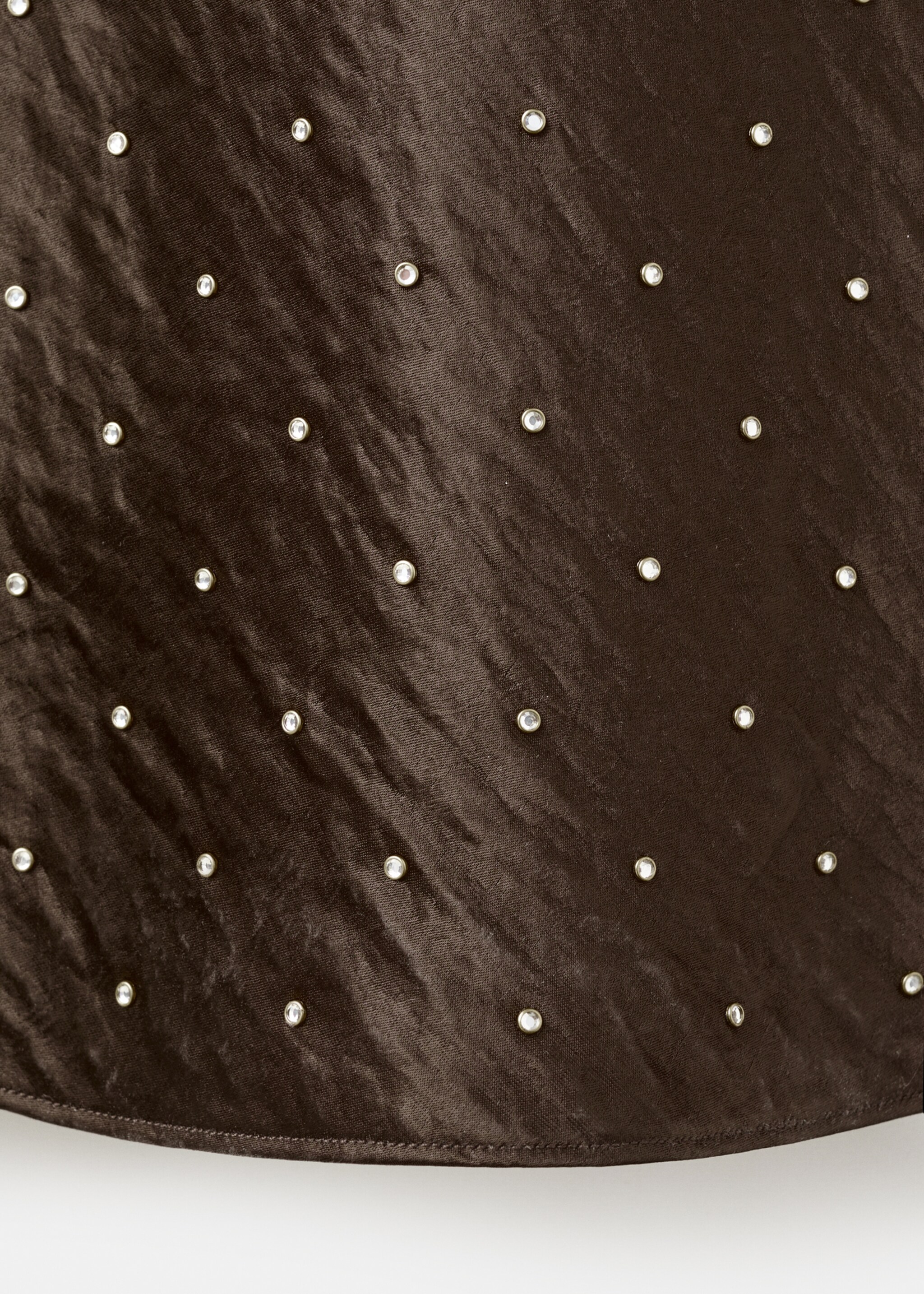 Satin crinkle-effect dress with crystals - Details of the article 0, Brown. Ref: 17079106-00.