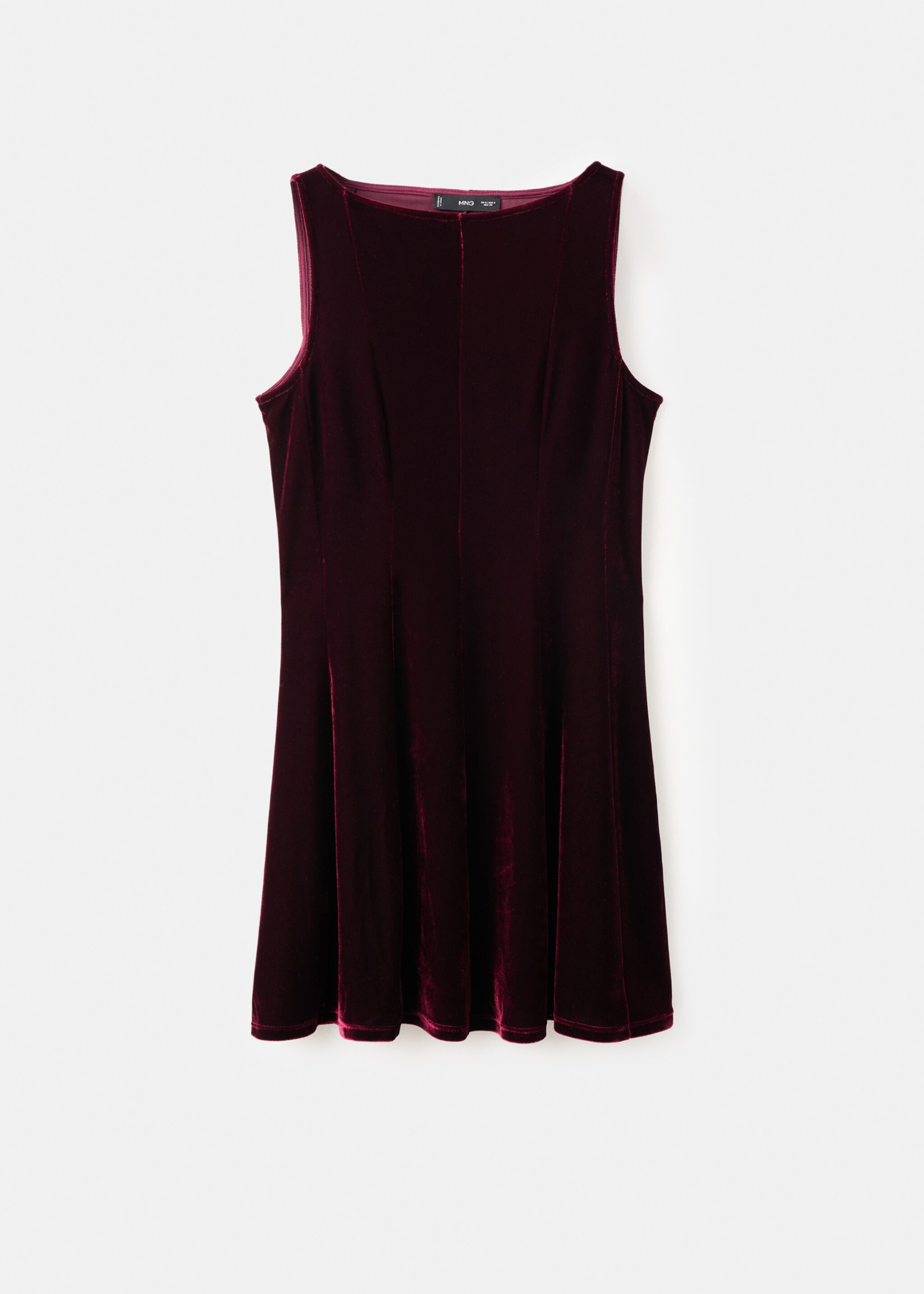 Velvet dress with seams - Article without model, Burgundy. Ref: 17079107-00.