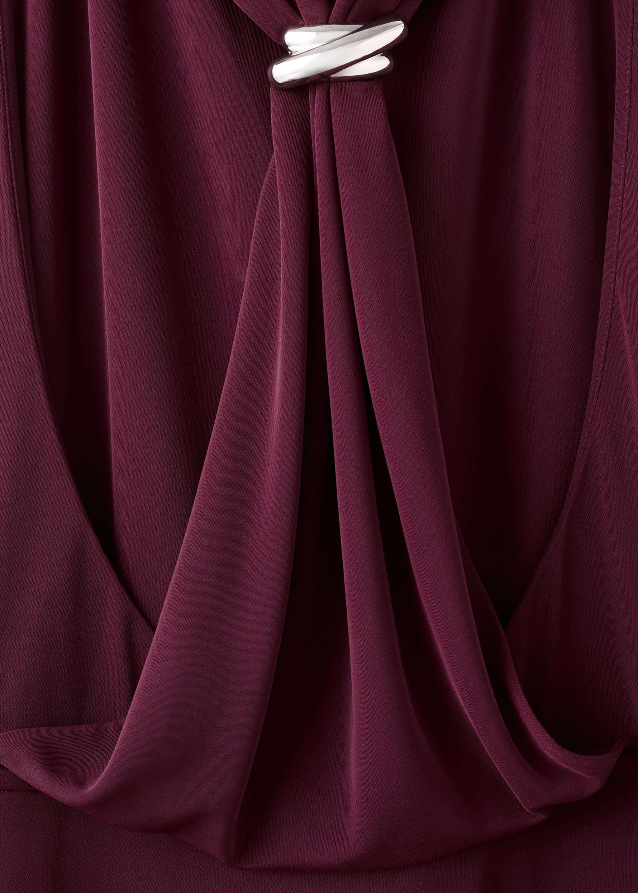 Draped dress with metallic detail - Details of the article 0, Burgundy. Ref: 17079111-00.