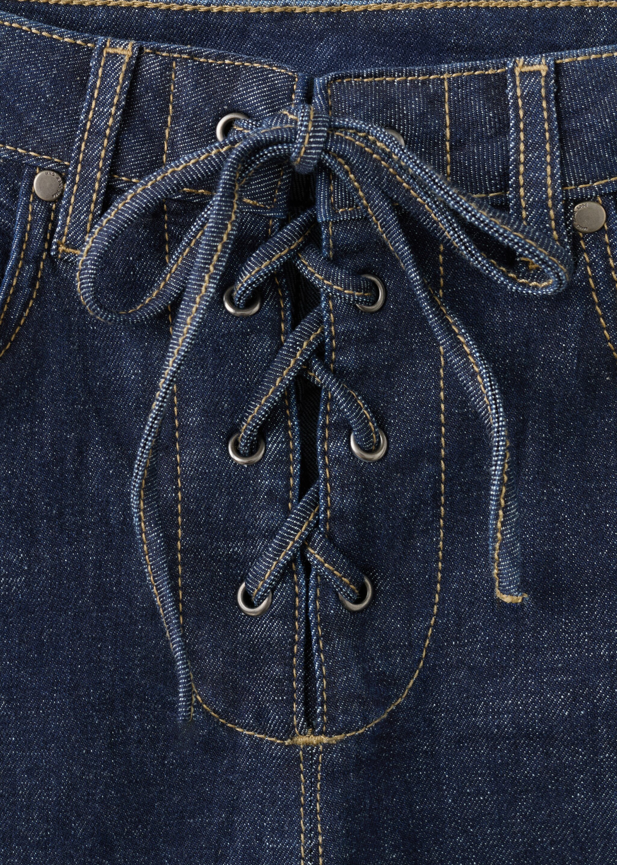 Flare jeans with drawstrings - Details of the article 8, Open Blue. Ref: 17079119-00.