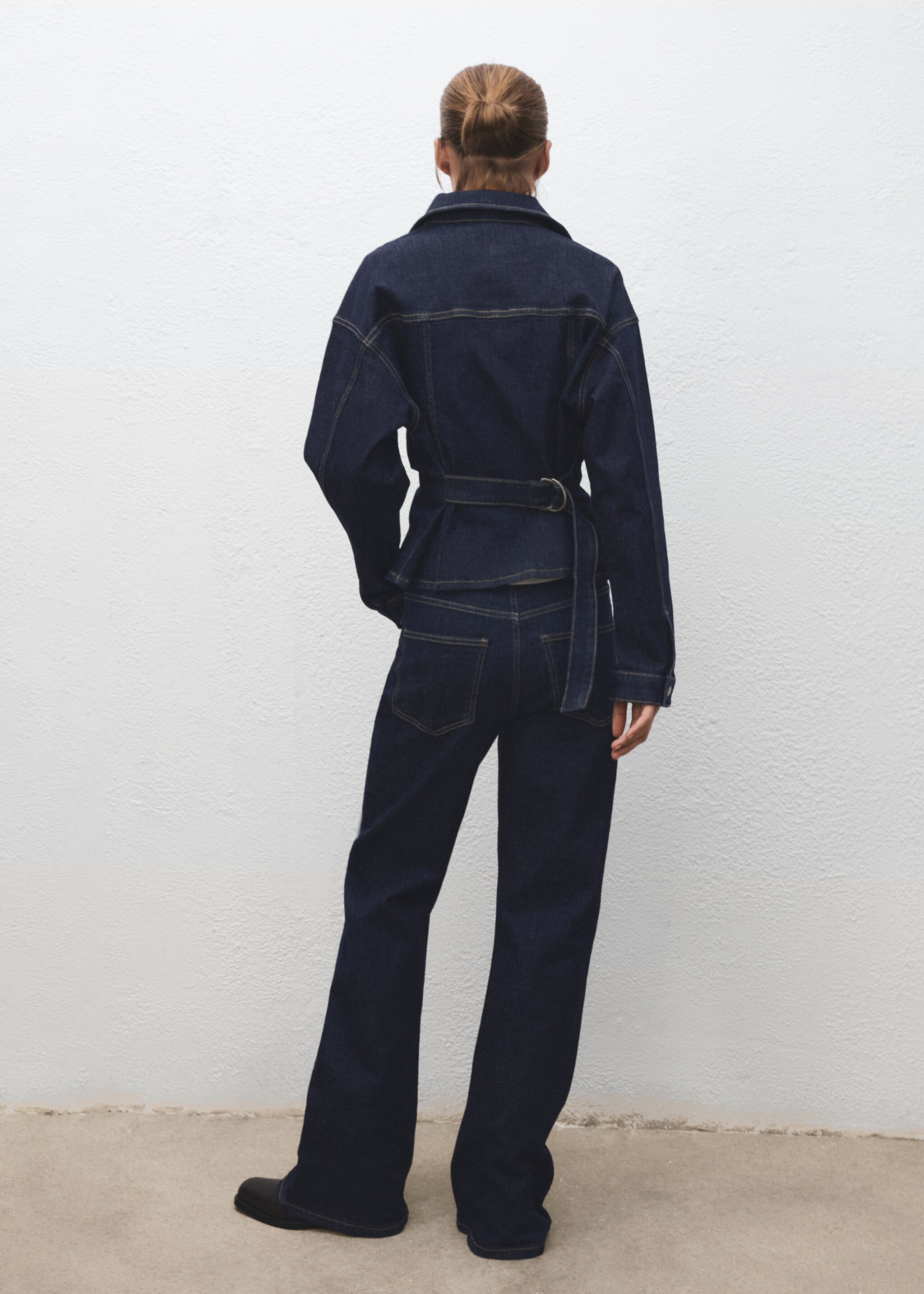 Flare jeans with drawstrings - Reverse of the article, Open Blue. Ref: 17079119-00.