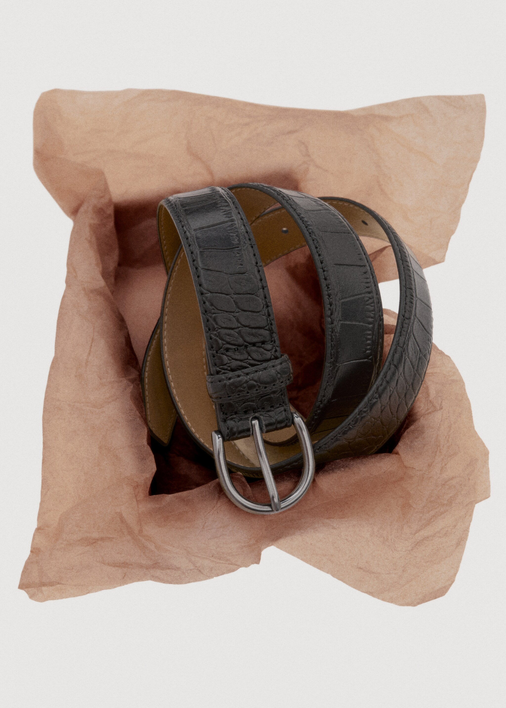 Ceinture 100 % cuir grainé - Détail de l'article 9, Noir. Ref: 17079206-00.