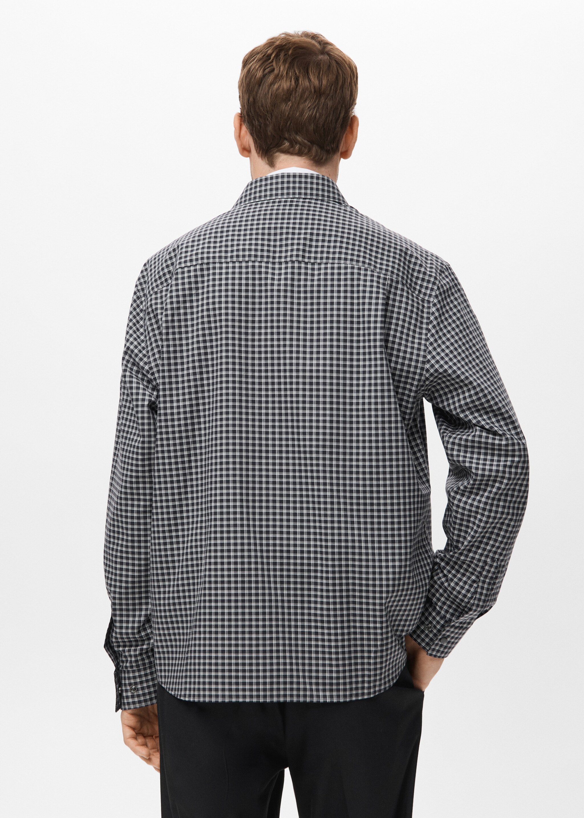 Camisa 100% algodón cuadros relaxed fit - Reverso del artículo, Negro. Ref: 17079207-00.