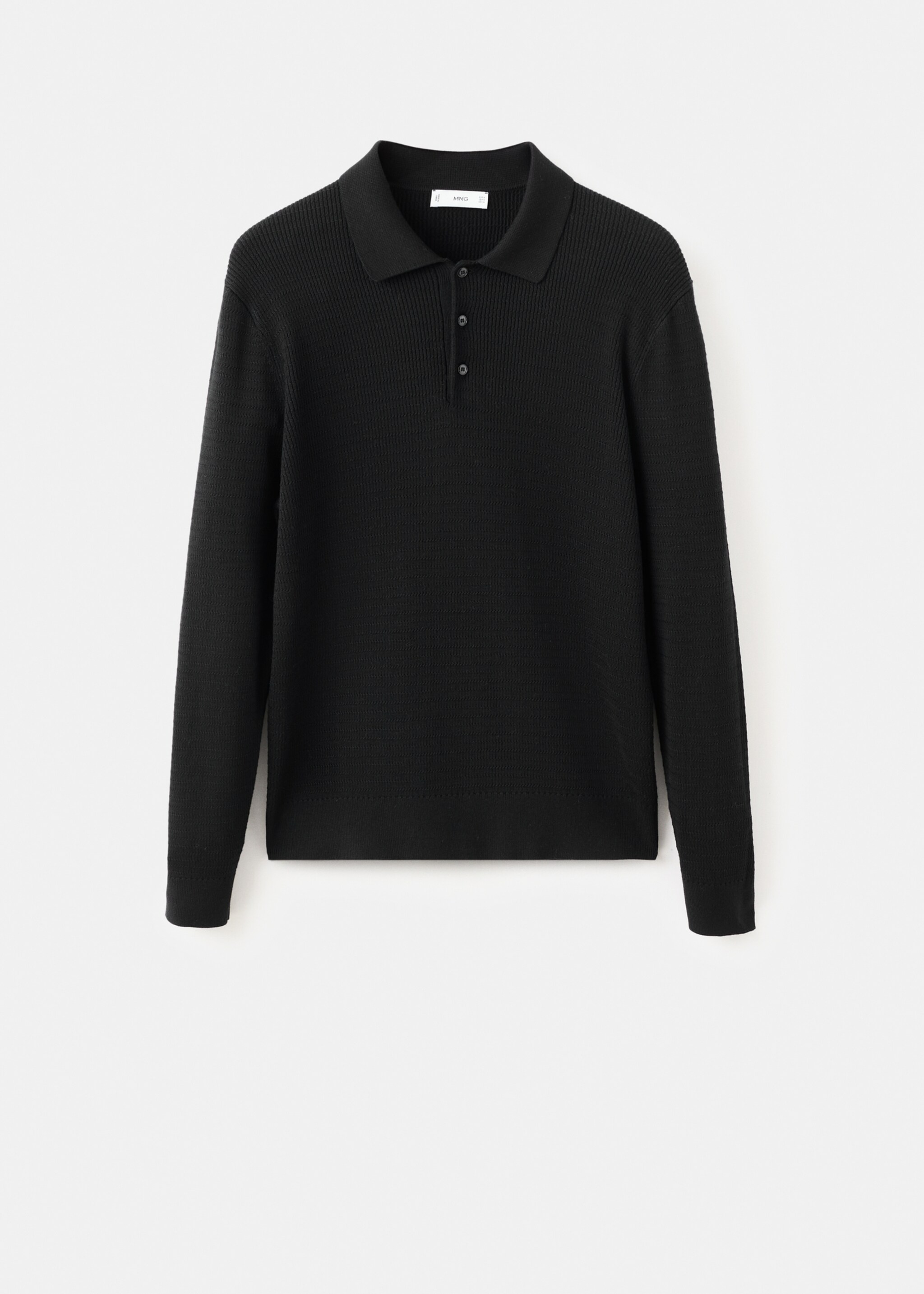 Cotton Lyocell Polo Sweater - Article without model, Black. Ref: 17079213-00.