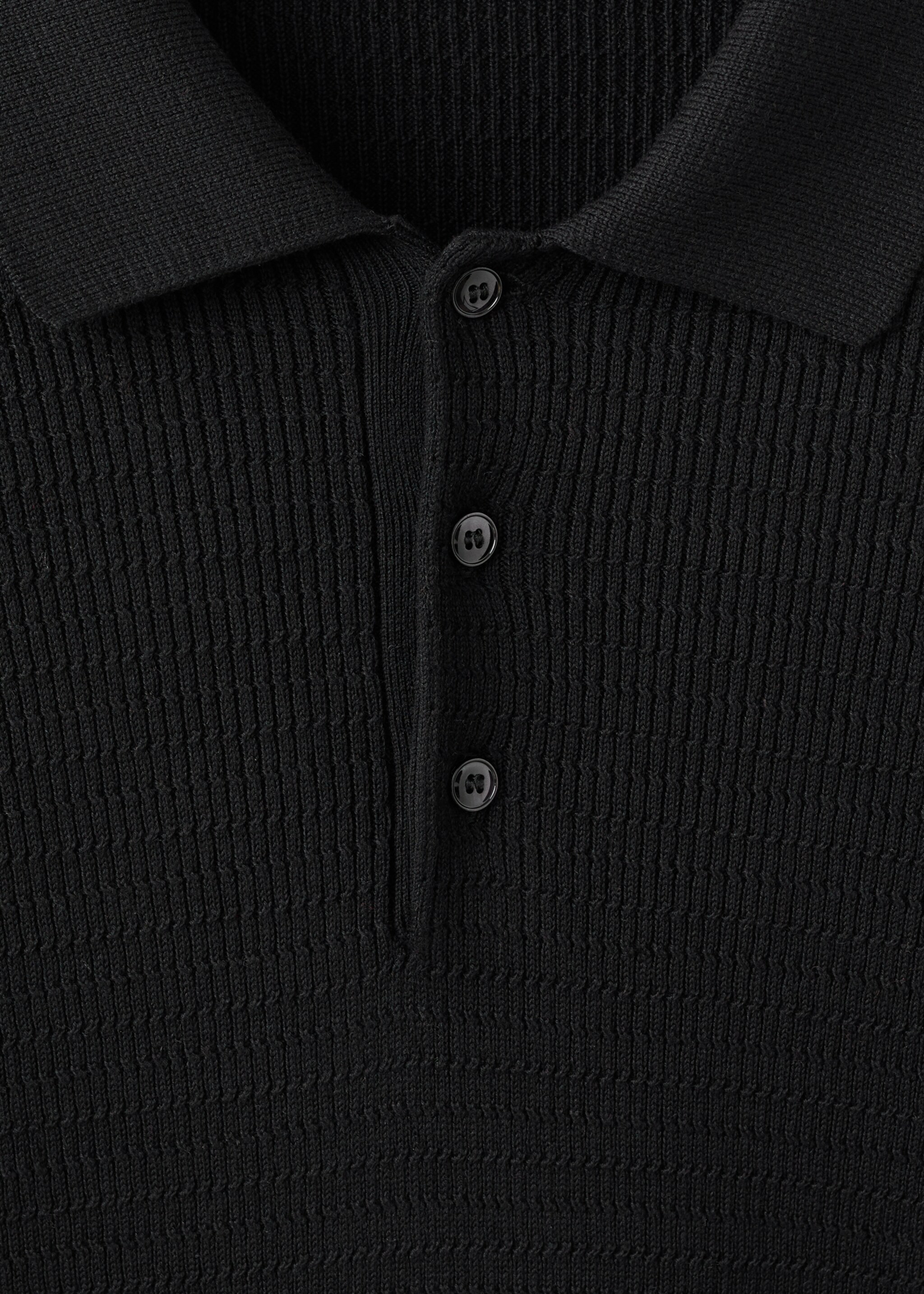 Cotton Lyocell Polo Sweater - Details of the article 8, Black. Ref: 17079213-00.