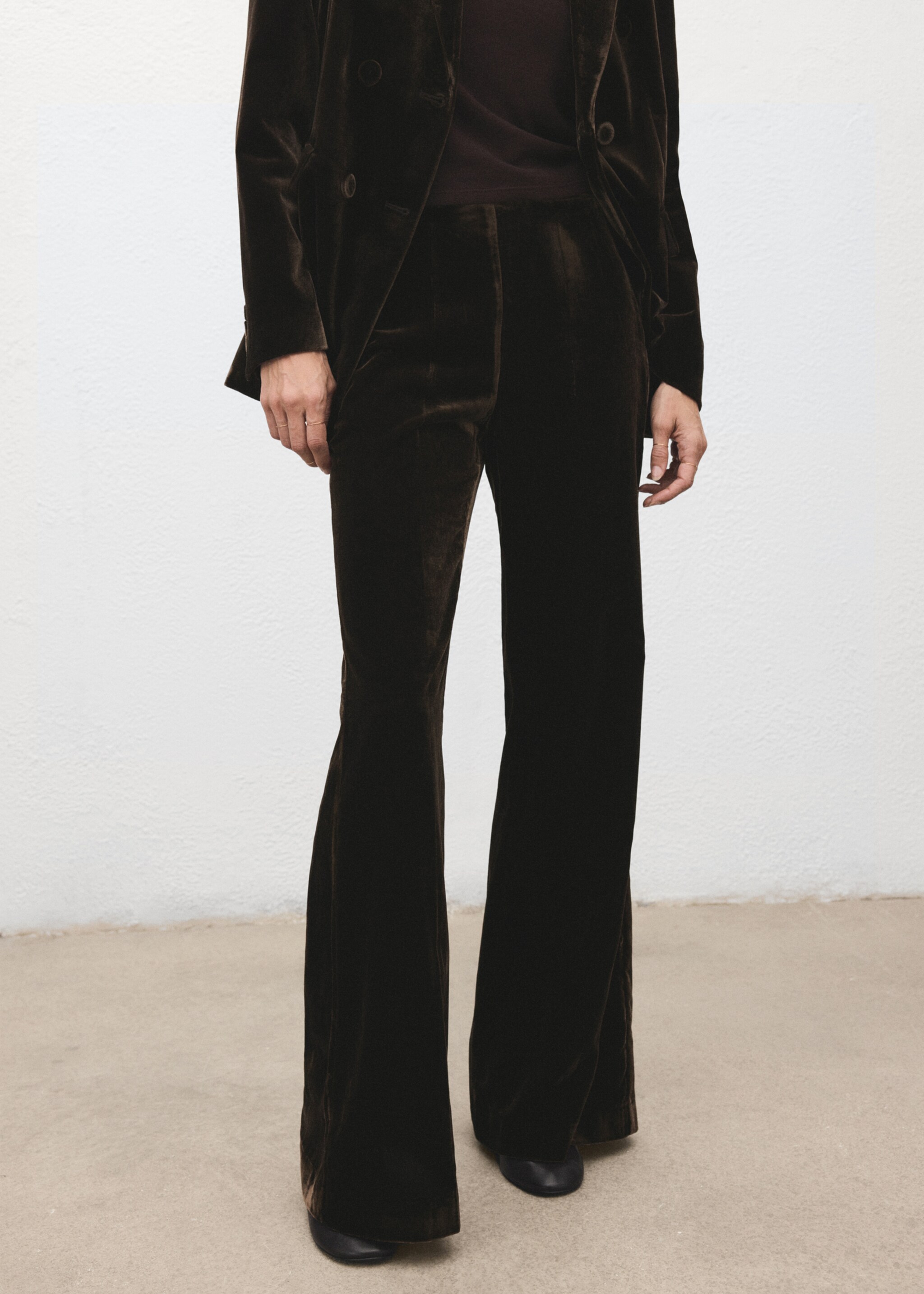 Velvet suit trousers - Medium plane, Chocolate. Ref: 17079406-00.