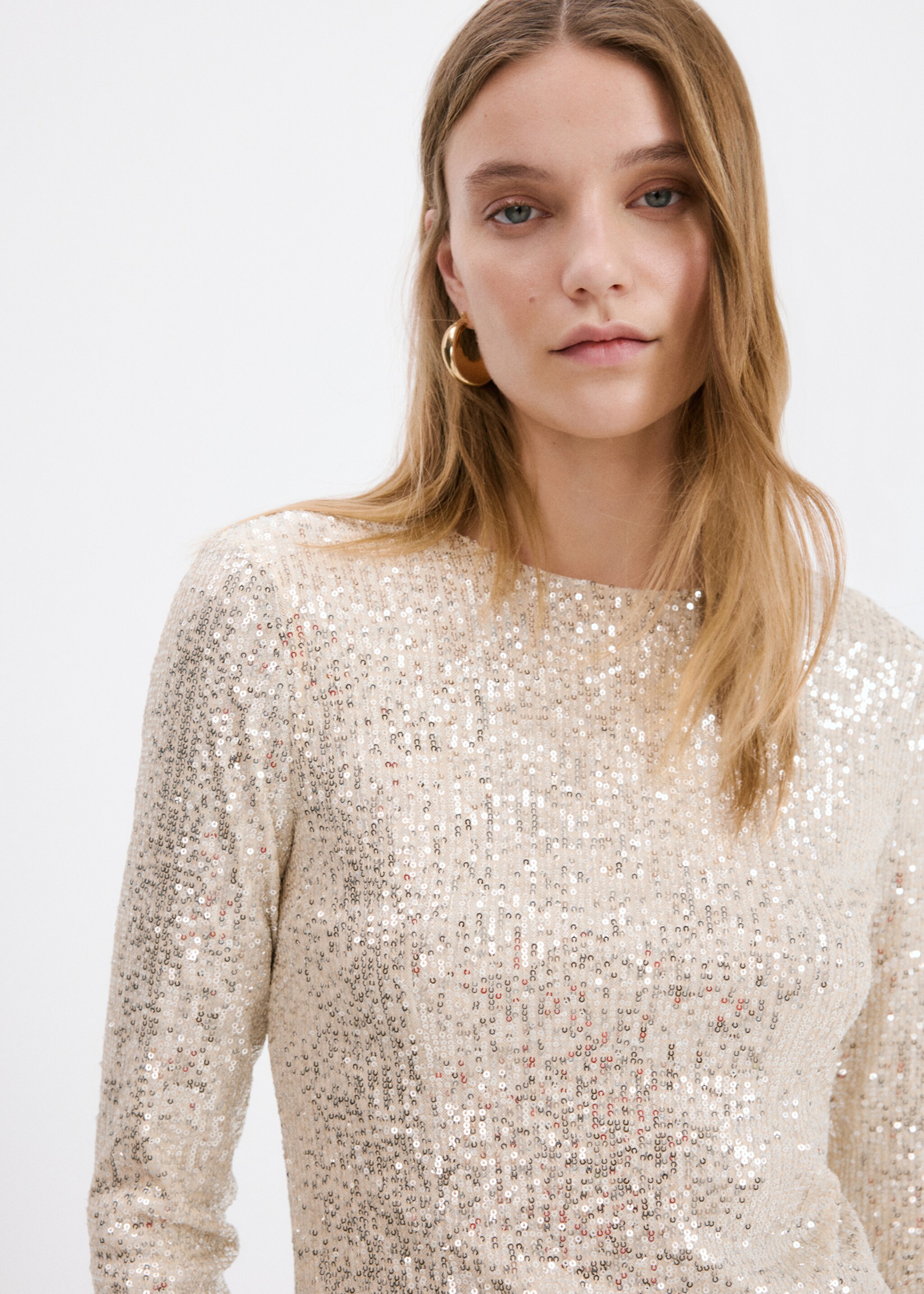 Robe courte à paillettes - Détail de l'article 1, Ivoire. Ref: 17079805-00.