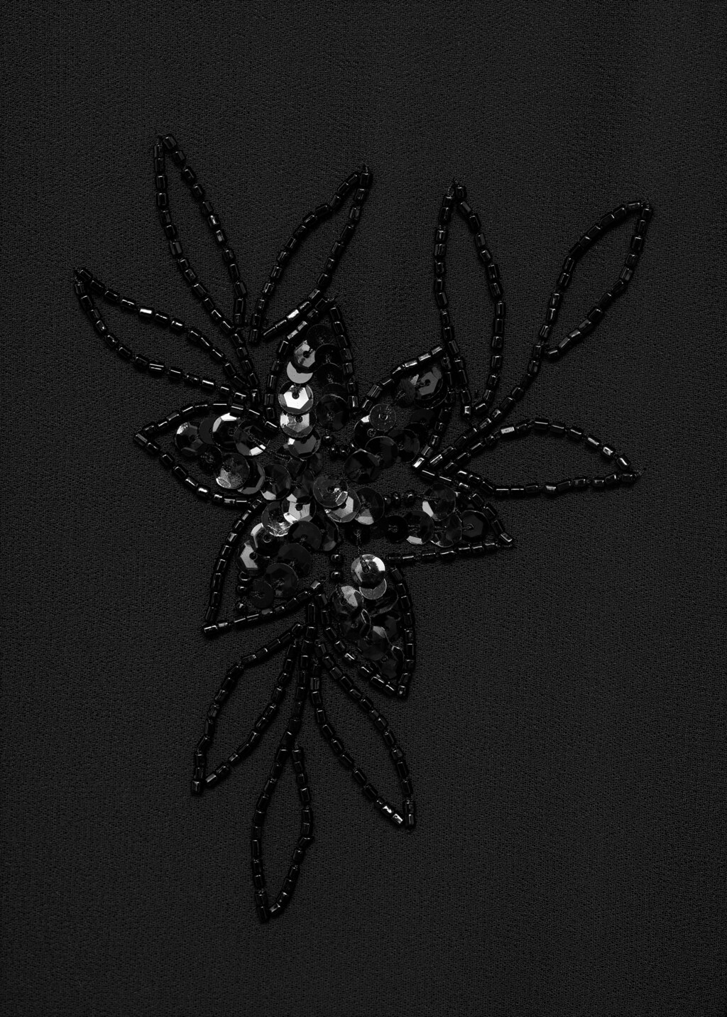 Semi-transparent shirt with rhinestone embroidery