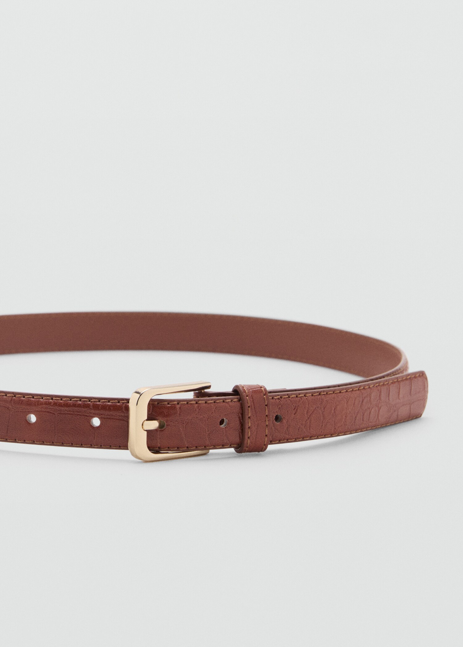 Fine croco leather-effect belt - Medium plane