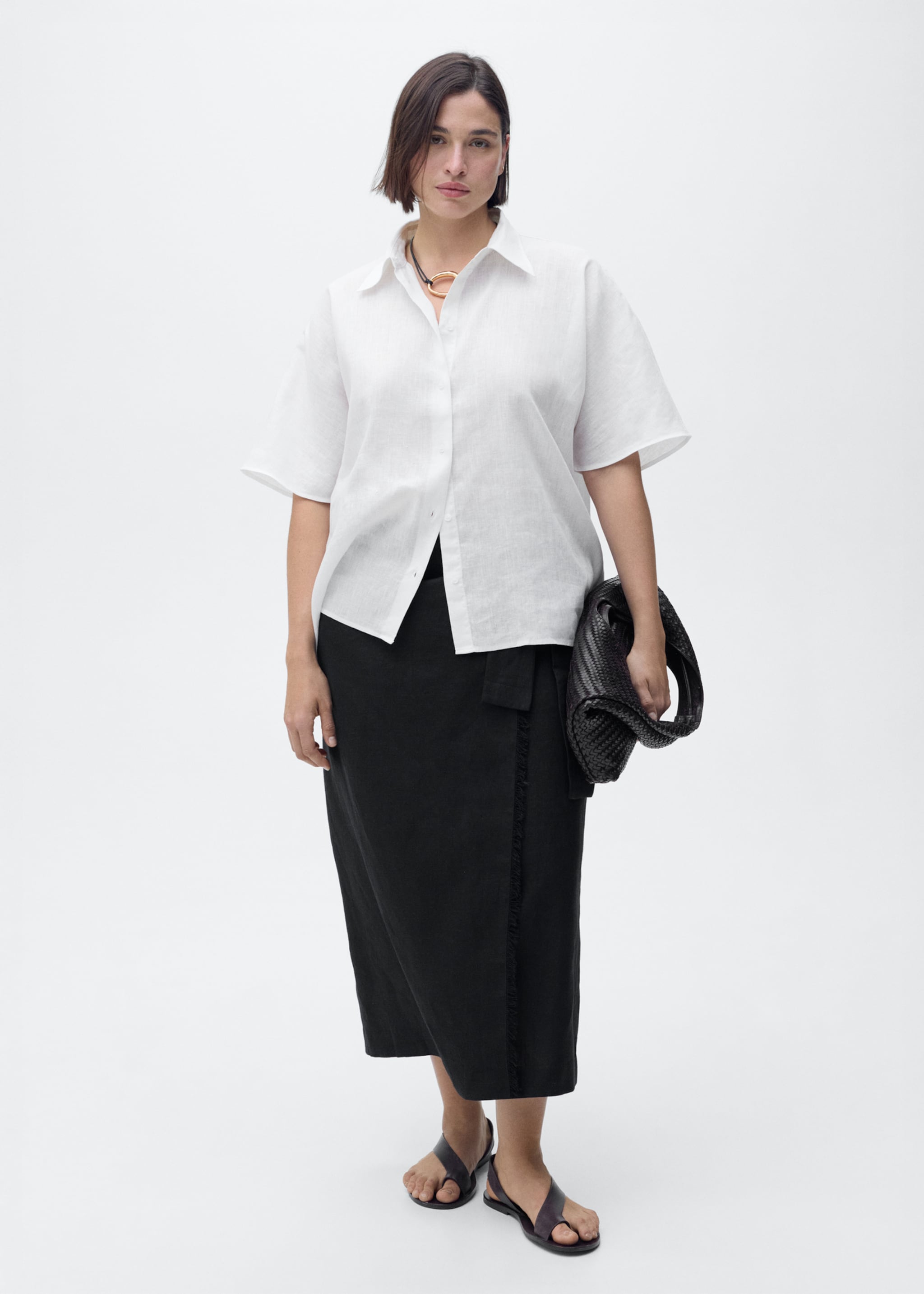 Short sleeve linen-blend shirt - Details of the article 3