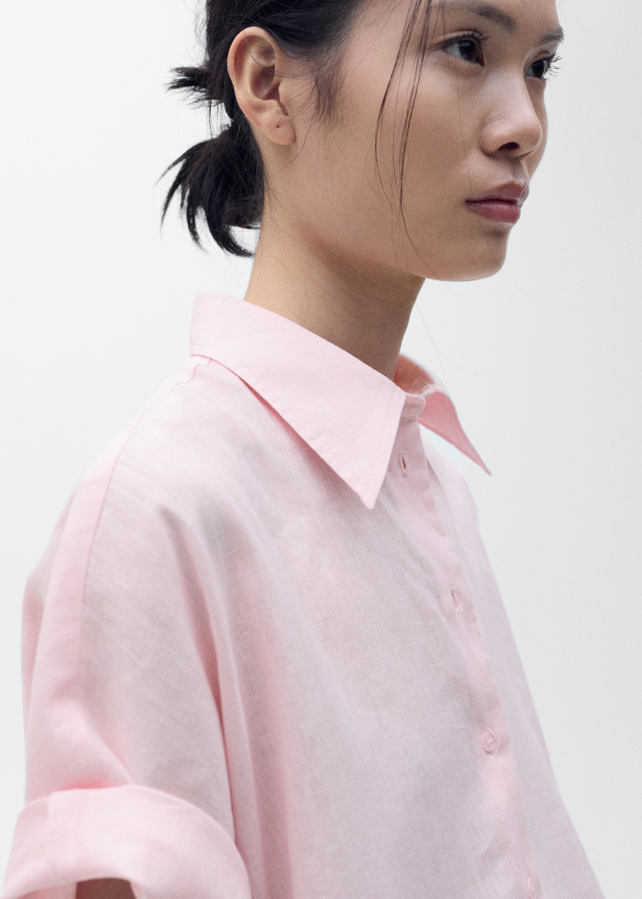 Short sleeve linen-blend shirt - Details of the article 1