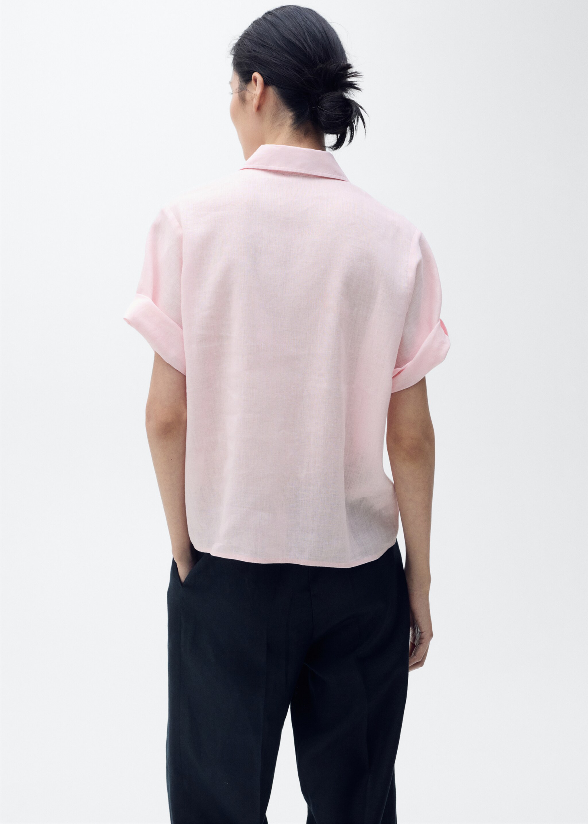 Short sleeve linen-blend shirt - Reverse of the article
