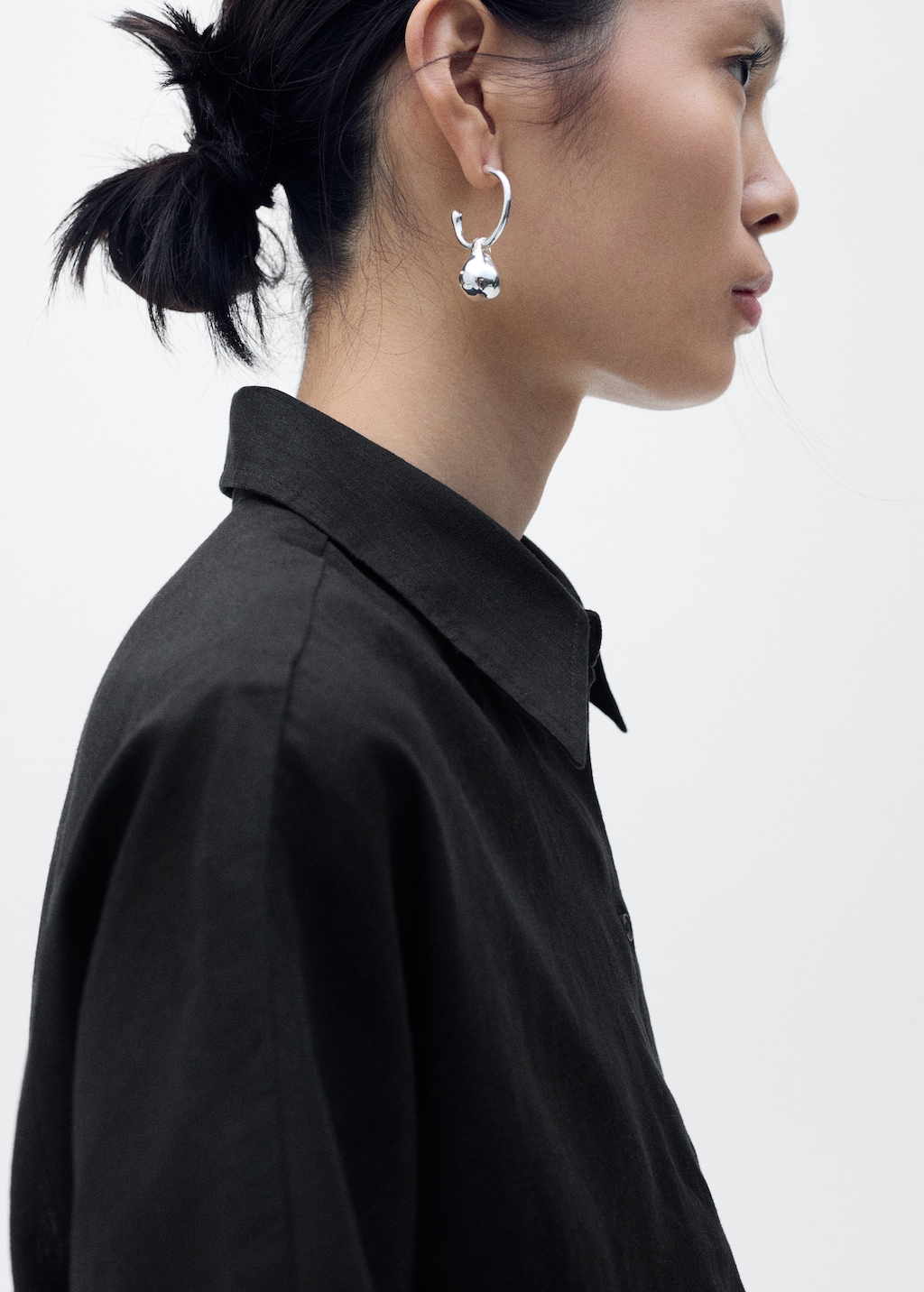 Short sleeve linen-blend shirt