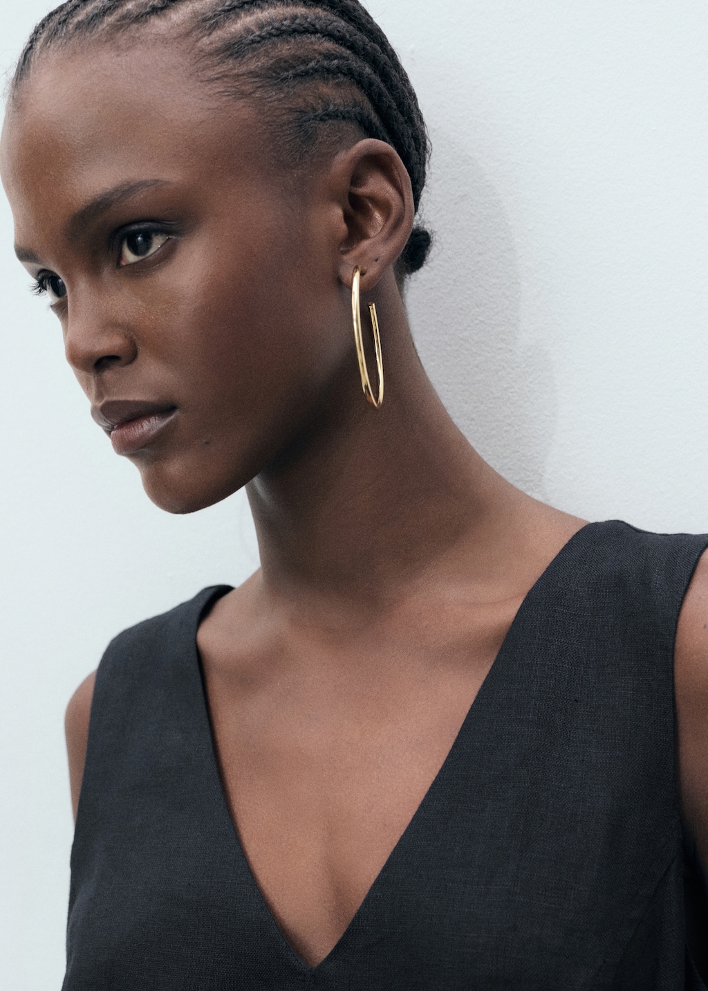 Flared linen dress with belt