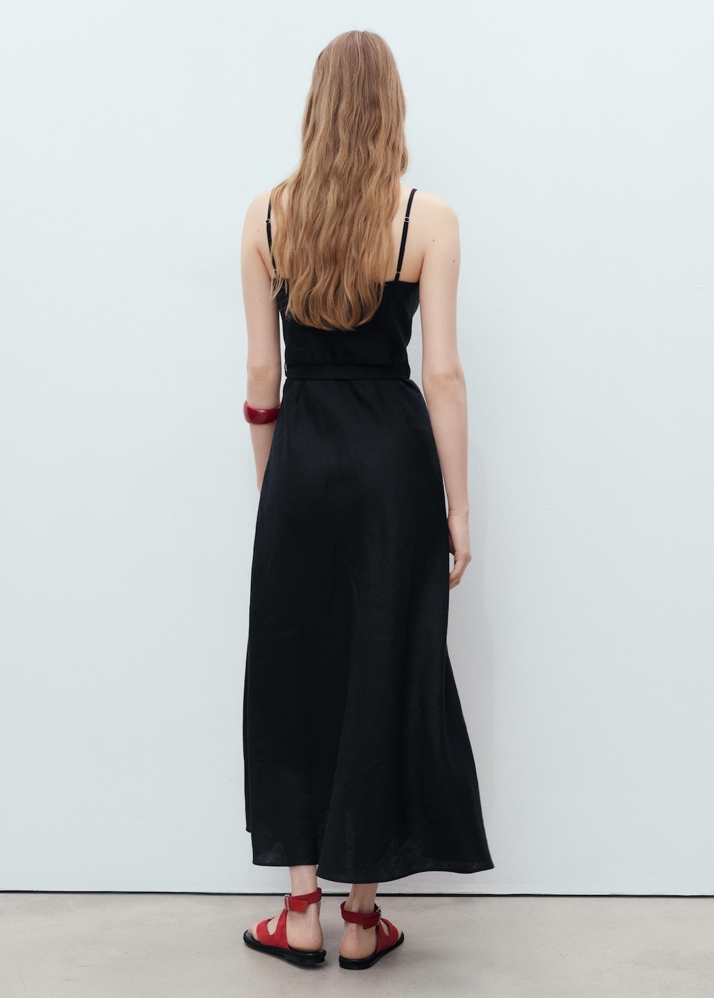 Bow linen-blend dress - image 3
