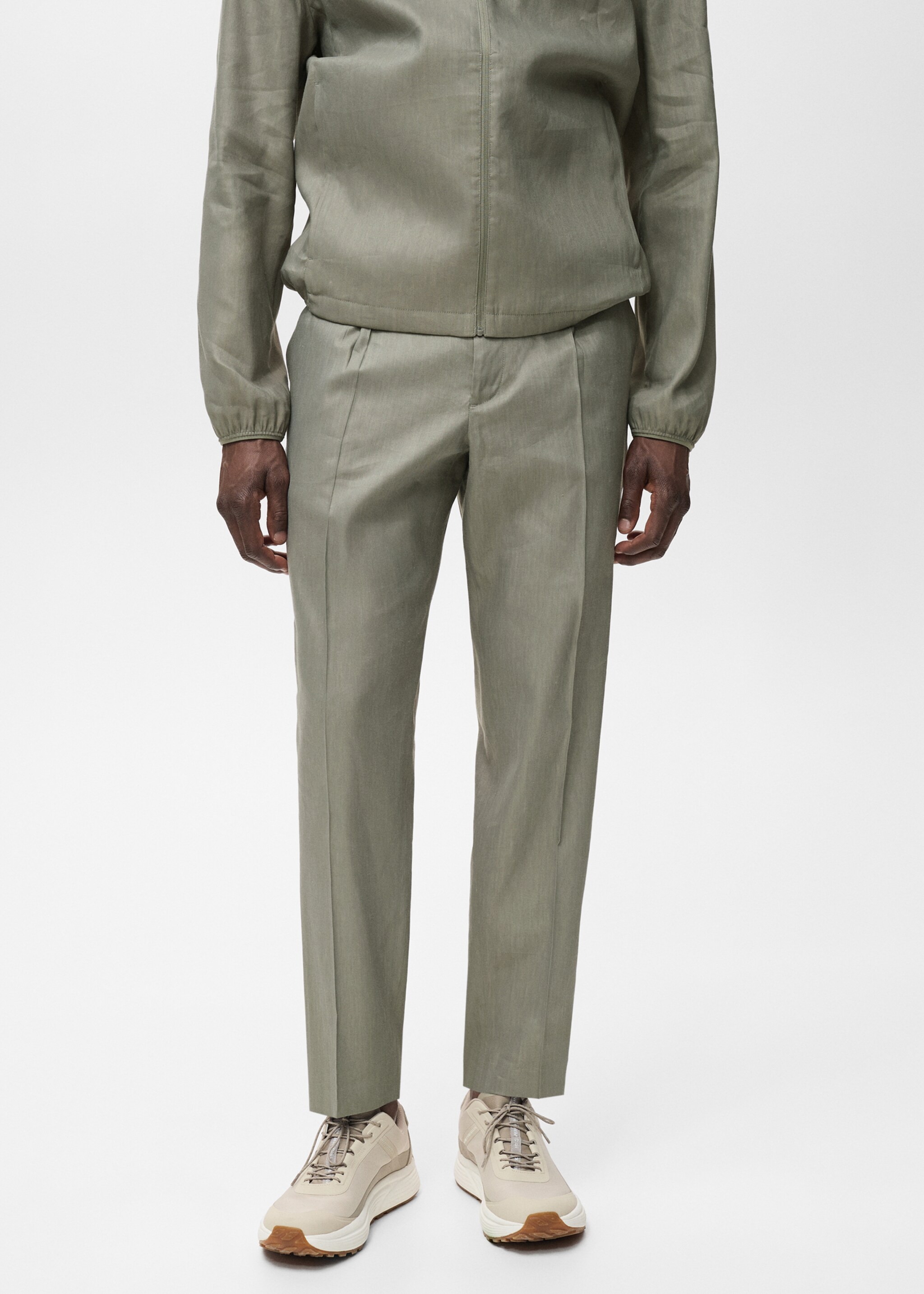 Pleated linen trousers - Medium plane