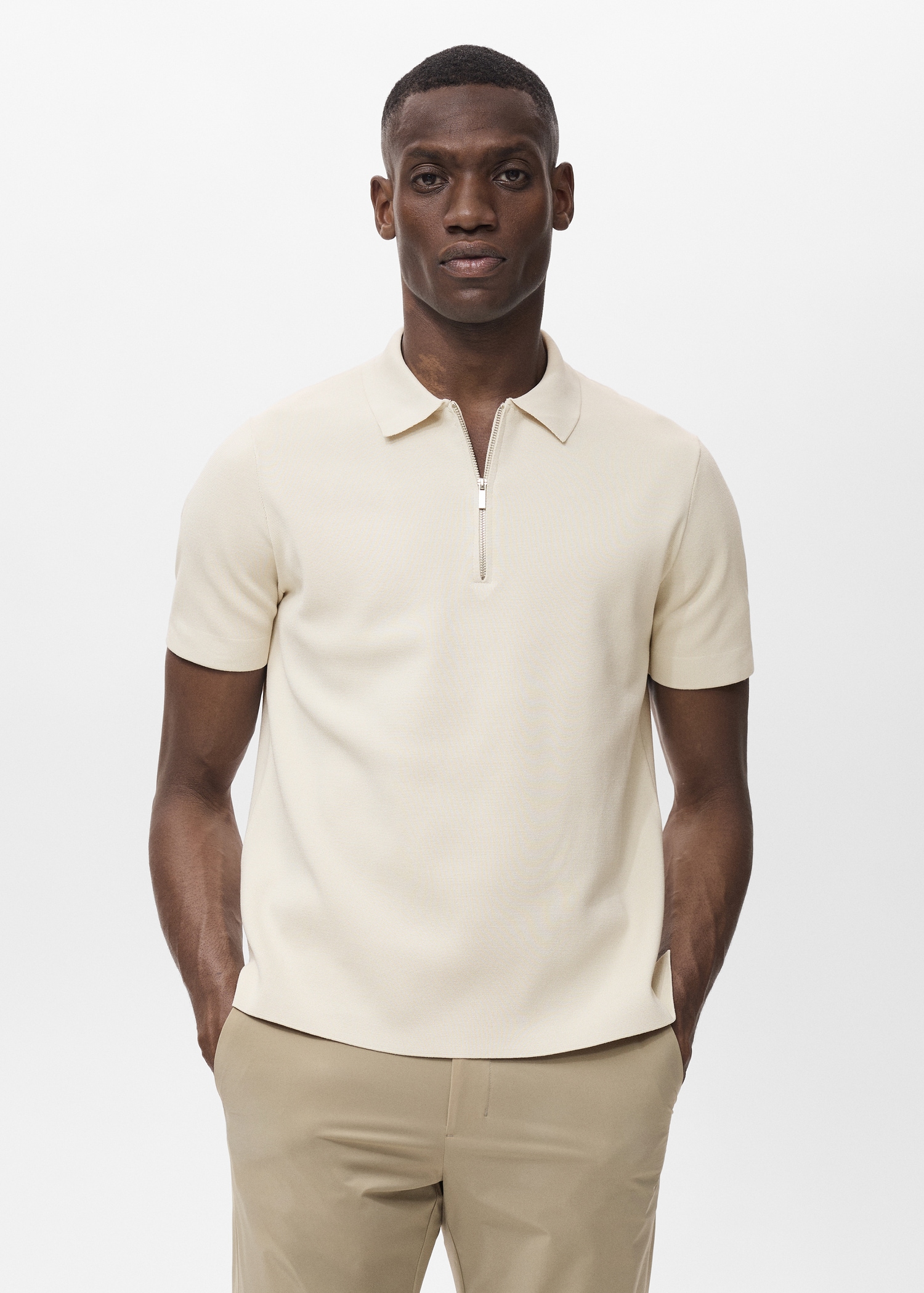 COOLMAX® fine-knit polo shirt with zip - Medium plane