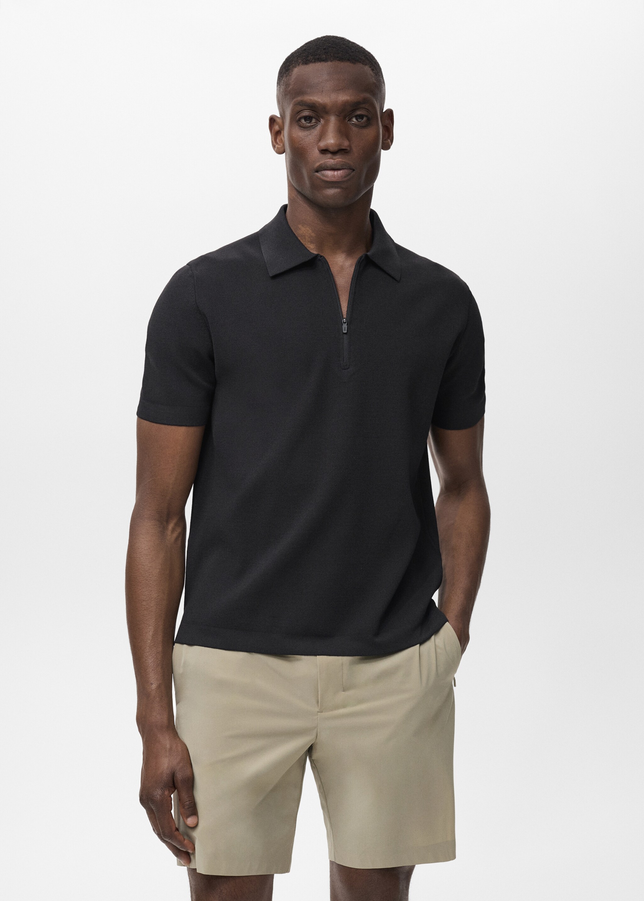COOLMAX® Feinstrick-Poloshirt mit Reißverschluss - Mittlere Ansicht