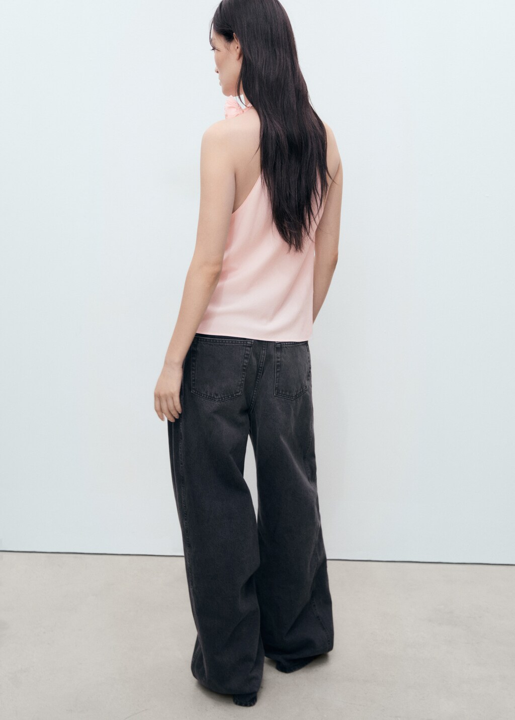 Draped blouse with flower detail - image 3