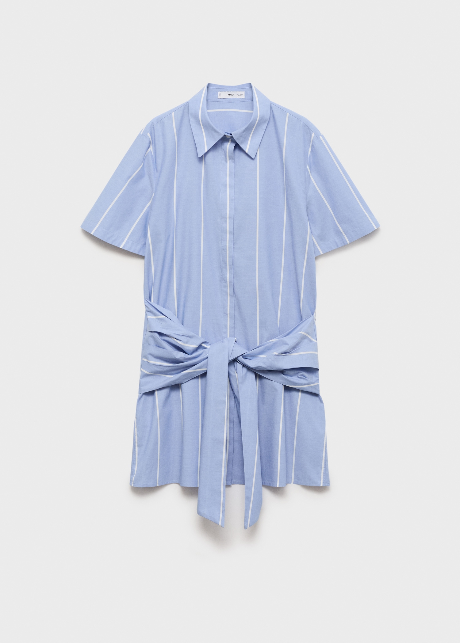 Striped shirt dress with knot1